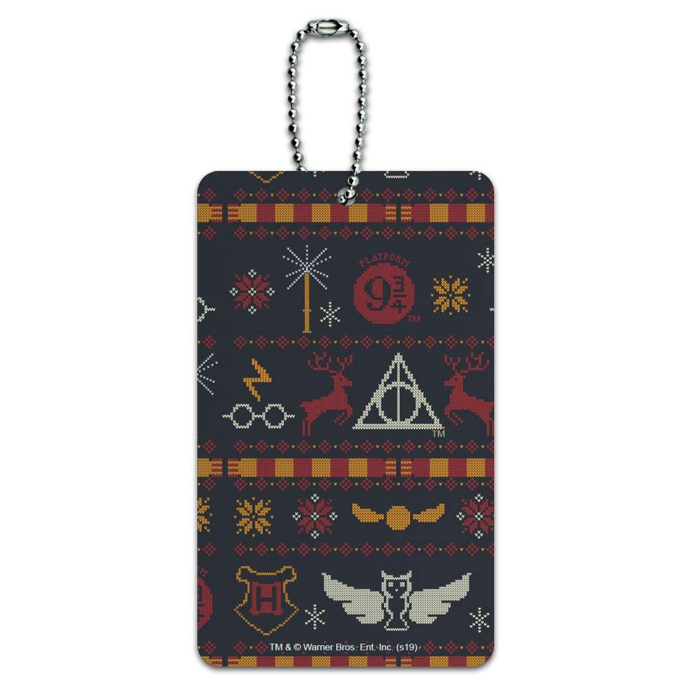 Harry Potter Inspired Sweater Pattern Luggage Tag - Durable Suitcase ID Tag for Travel Accessories - Perfect for Carry-On Bags, Backpacks & Suitcases - Great Gift for Potterheads & Travel Lovers