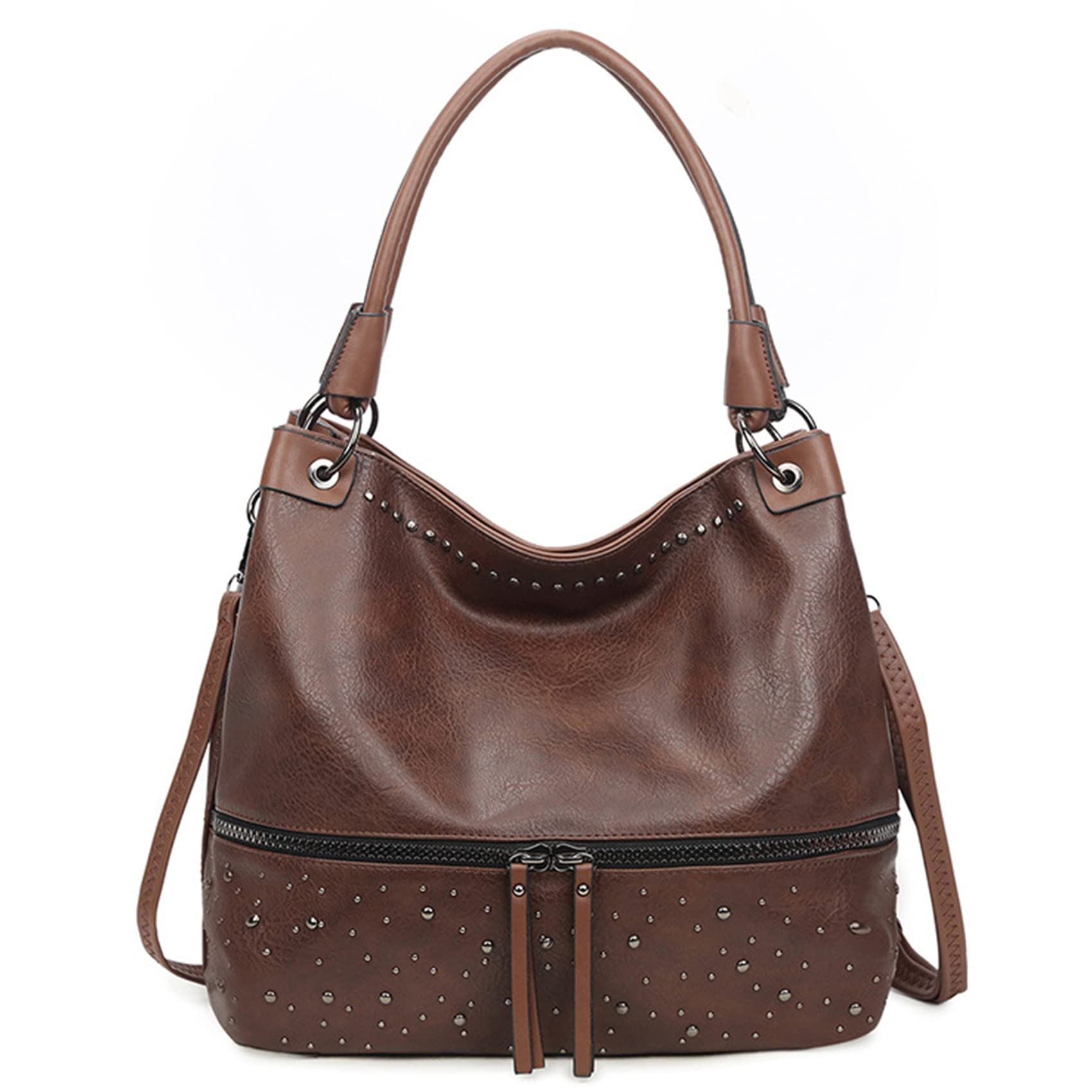 NOTAG Women's Fashion Handbags & Purses - PU Leather Rivet Shoulder Crossbody Bags for Work, Travel & Daily Use