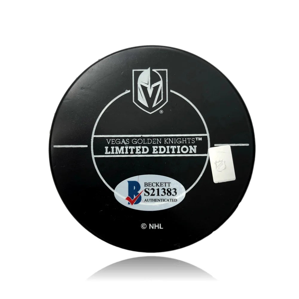 Cody Glass Autographed Vegas Golden Knights NHL Debut & 1st Goal Game Used Puck vs Sharks - BAS COA - Collectible Hockey Memorabilia for Fans & Sports Enthusiasts