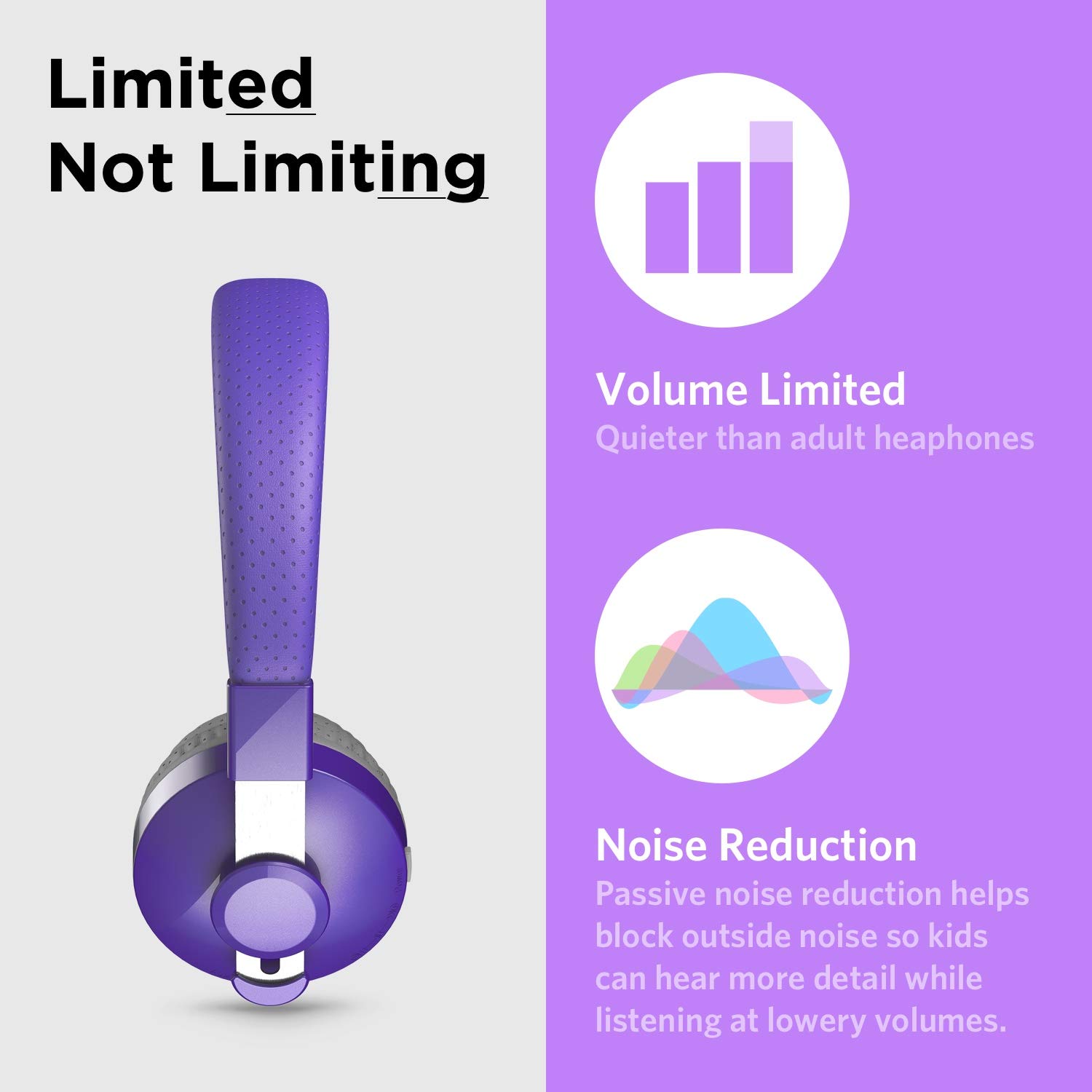 LilGadgets Untangled Pro Wireless Kids Headphones with Microphone - Volume Limited Safe Listening, SharePort Technology, SoftTouch Ear Cushions - Purple Bluetooth Headphones for School, Travel & Home Use