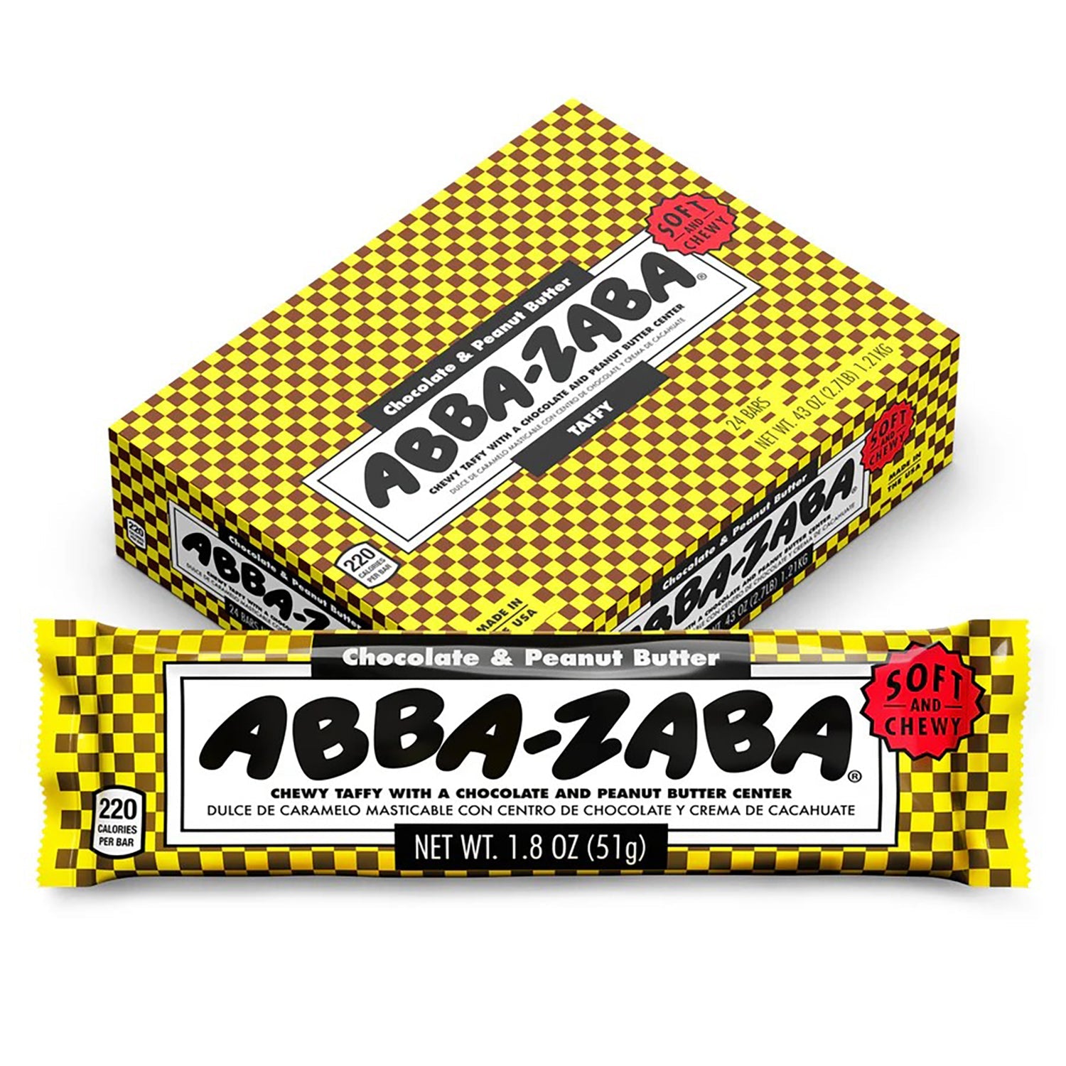 Annabelle's Abba Zaba Chocolate Peanut Butter Candy Bars - 24 Count Bulk Box | Perfect for Halloween Treats, Party Favors & Office Snacks