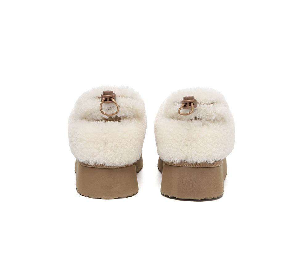 UGG EVERAU® 2-Way Slippers for Women - Removable Wool Strap & Drawstring Slingback Platform - Comfortable House Shoes for Indoor/Outdoor Wear - Perfect for Lounging, Running Errands and Travel