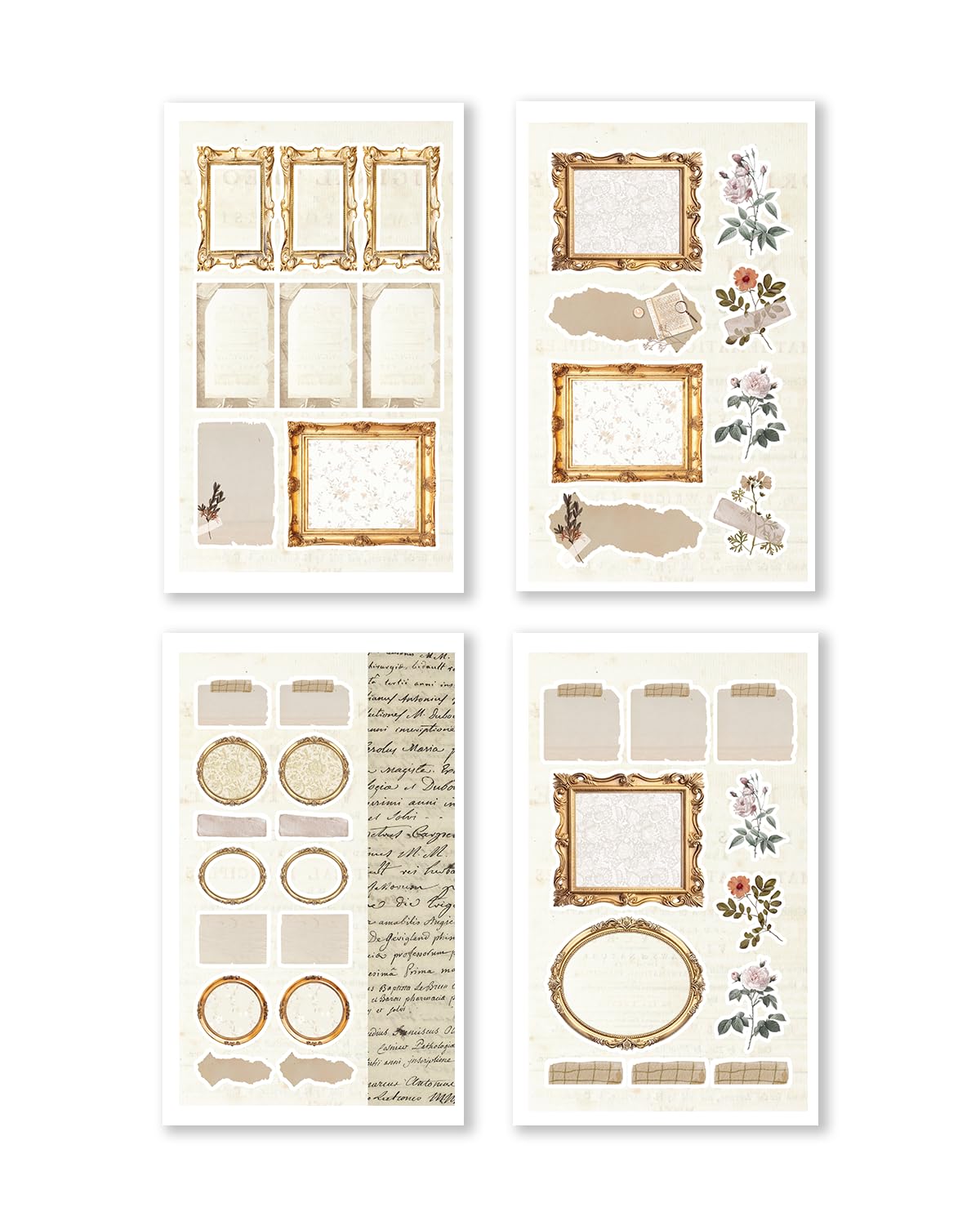 Premium Hand-Drawn Junk Journal Stickers - 24-Page Planner Sticker Book for Bullet Journals, Scrapbooks & Vision Boards - Aesthetic Scrapbooking Accessories for Creative Planning & Memory Keeping