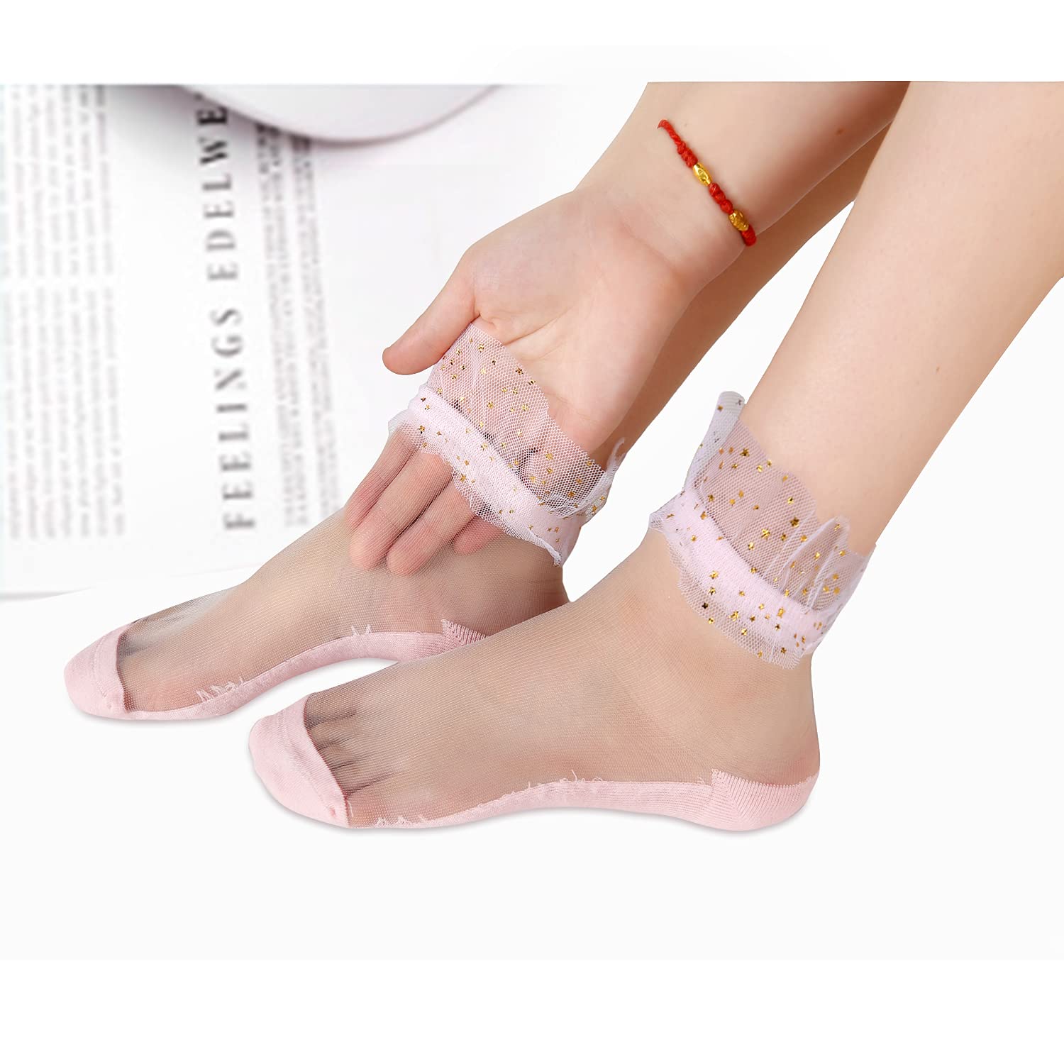Benefeet Sheer Ankle Socks for Women - Thin Lace Nylon Summer Socks for Casual & Dress Wear