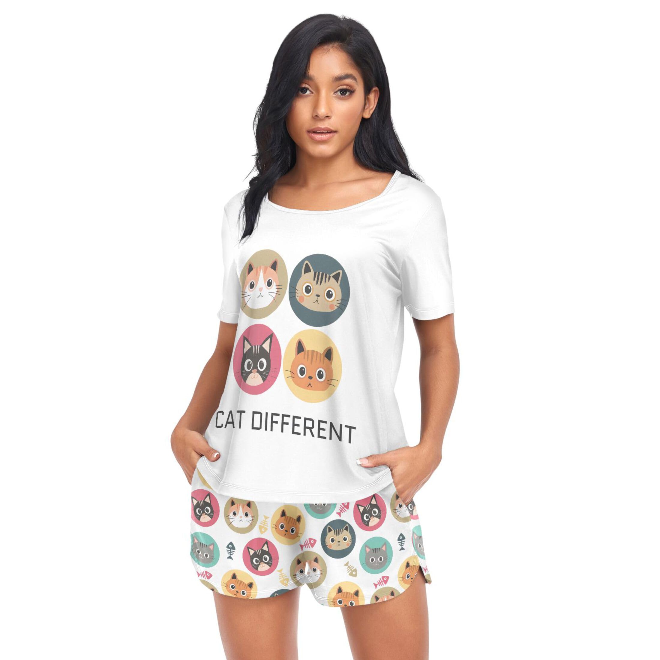 Women's 2-Piece Pajama Set - Soft Short Sleeve Sleepwear Top & Lounge Shorts (S-XXL) | Comfortable Sleepwear for Women, Cozy Nightwear & Loungewear for Home Relaxation
