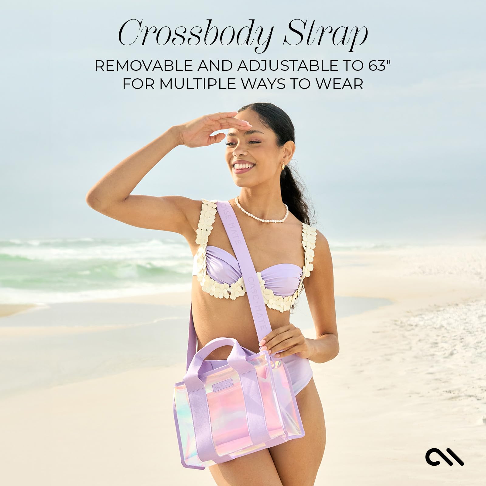 Case-Mate Soap Bubble Small Beach Tote - Iridescent Waterproof Crossbody Bag for Women - Foldable & Washable Tote for Pool, Travel, Vacation - Perfect for Beach Trips, Shopping & Summer Outings
