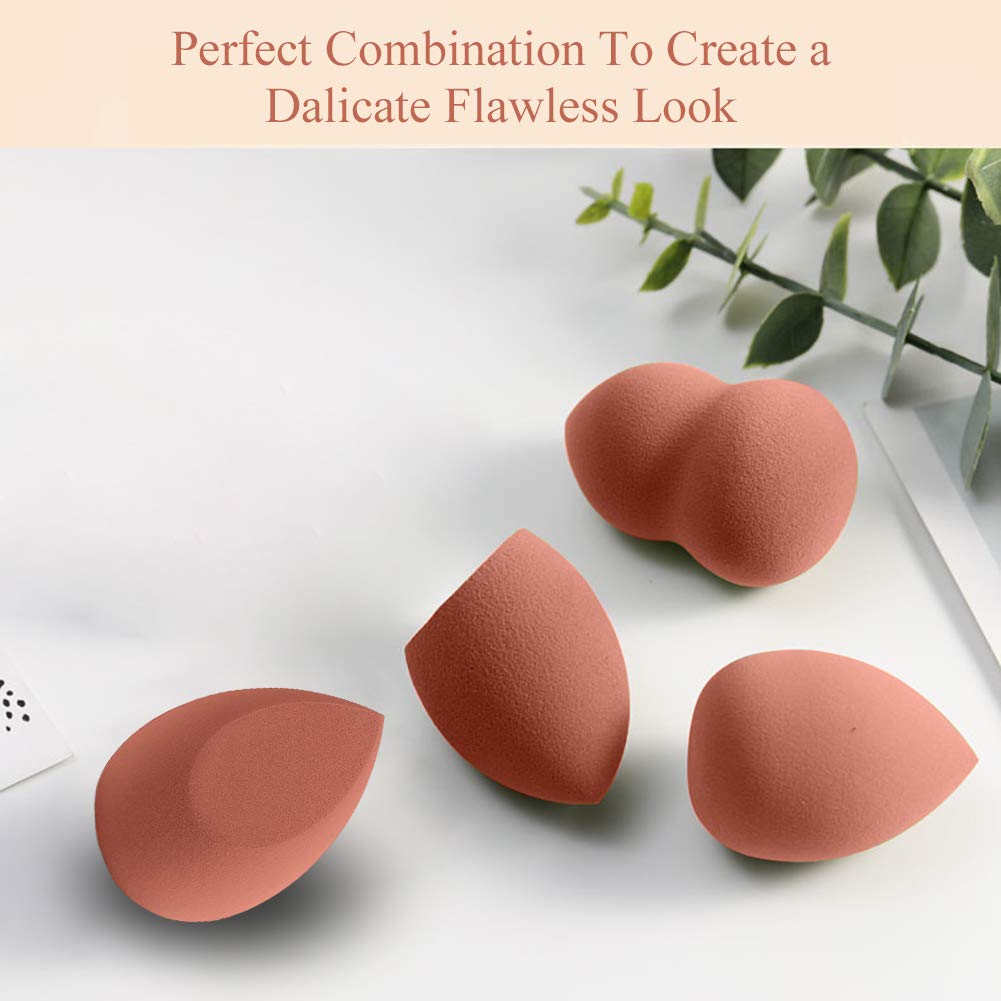 4Pcs Makeup Sponges Blender - Latex Free Beauty Blending Sponge for Flawless Liquid, Cream & Powder Foundation Application | Perfect for Daily Makeup, Contouring & Professional Makeup Artists