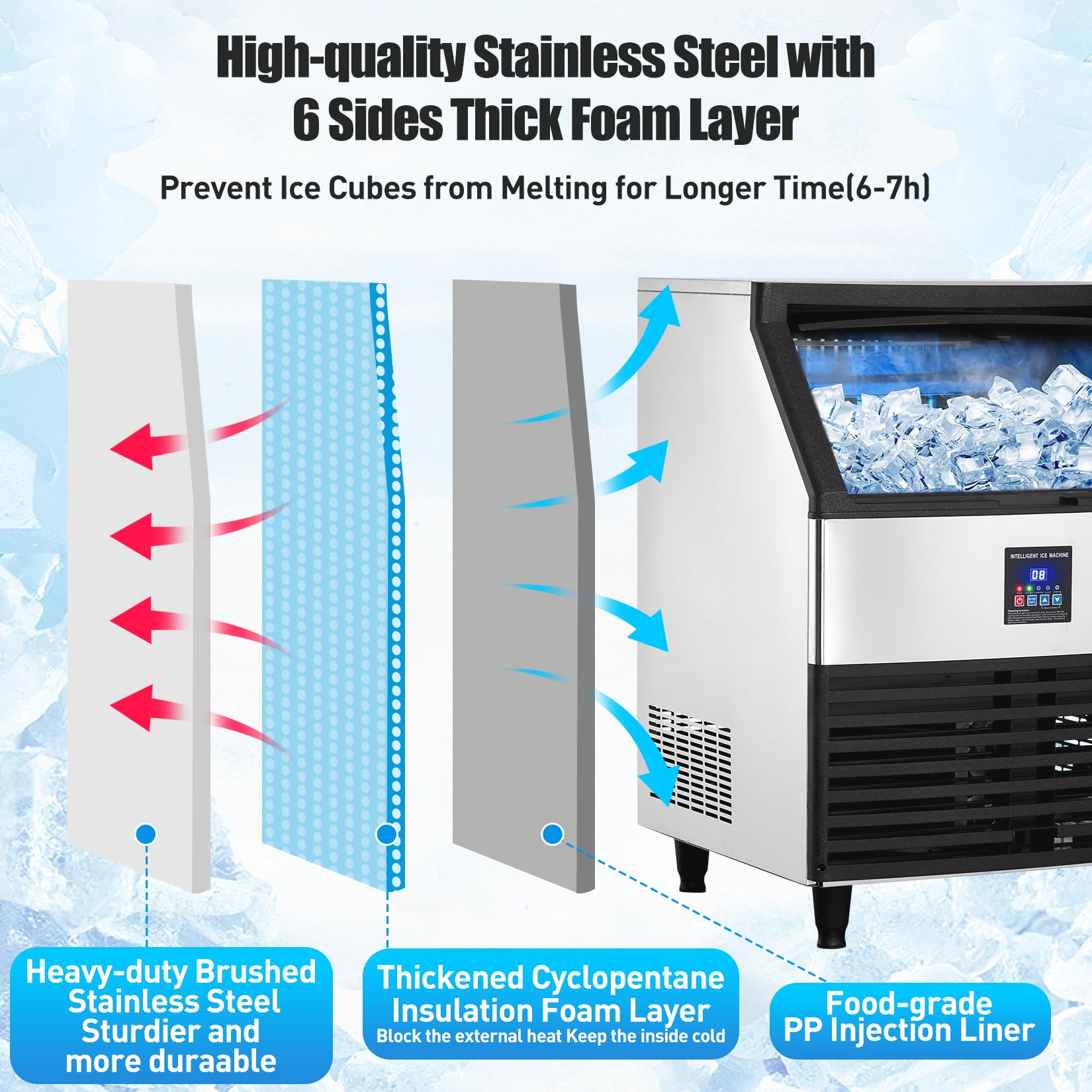 Commercial Ice Maker Machine 300LBS/24H, 26