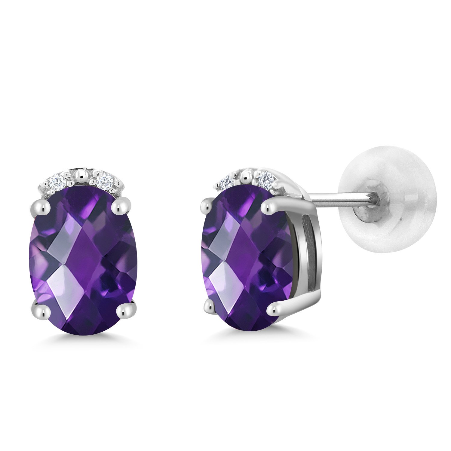 7X5MM Oval Gemstone & White Diamond Earrings in 10K Gold | Birthstone Jewelry for Women, Mom, Wife | Elegant Gift for Anniversary, Birthday, Valentine's Day | Perfect for Weddings, Parties & Special Occasions