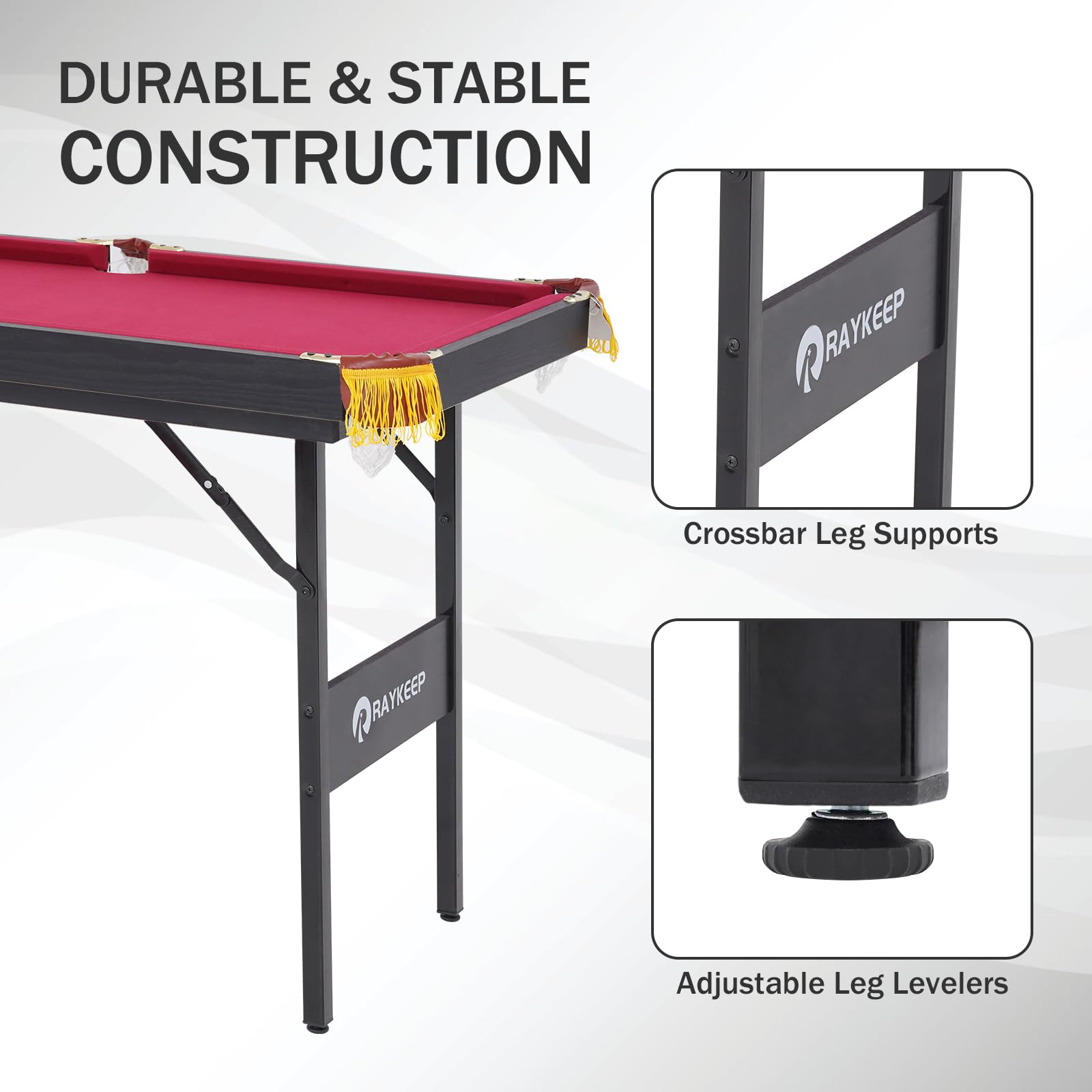 Portable Folding Billiard Table Set - Indoor/Outdoor Pool Table with Cues, Triangle, Chalk & Brush - Perfect for Game Rooms, Basements, Patios & Backyard Parties