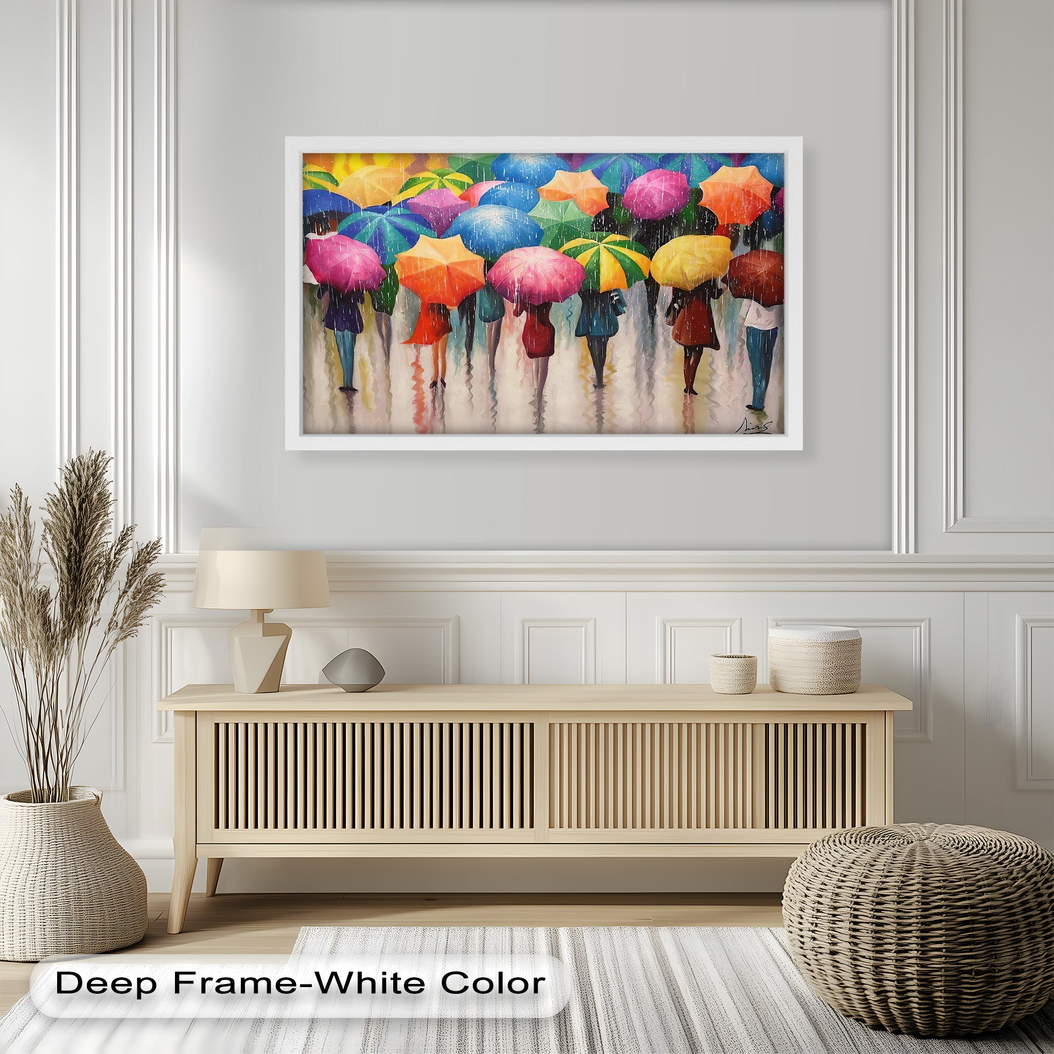 Vibrant Abstract Oil Painting - City Rain Melody Artwork for Home Decor & Office Wall Art | Modern Canvas Painting for Living Room, Bedroom & Office Spaces