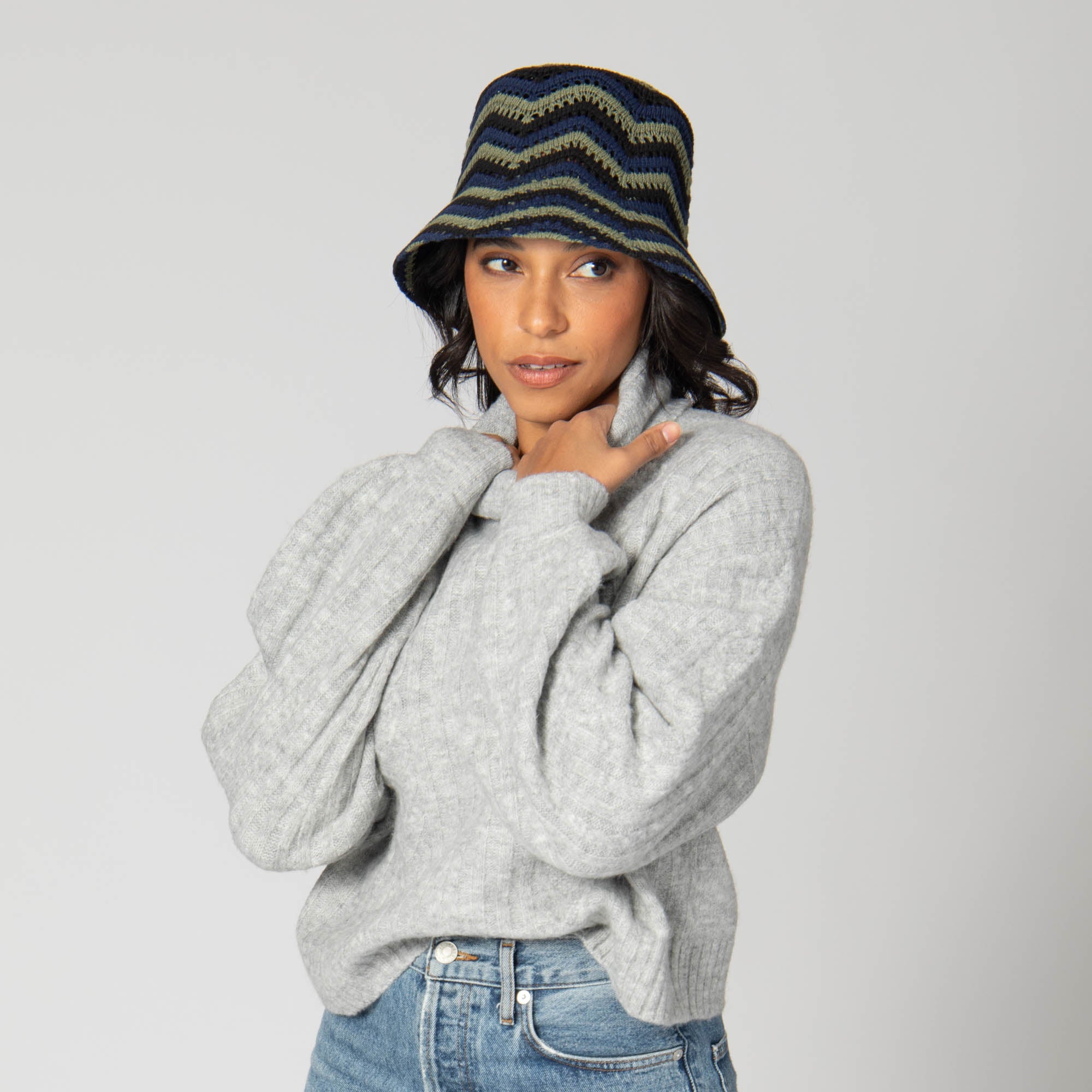 Chevron Weave Bucket Hat for Women - Stylish Sun Protection Summer Hat for Outdoor, Beach, and Travel - Dolly Fashion Accessory