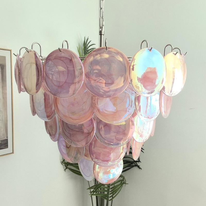 Elegant Camisa Disc Glass Chandelier - Modern Crystal Ceiling Light Fixture for Dining Room, Bedroom, and Living Room Decor