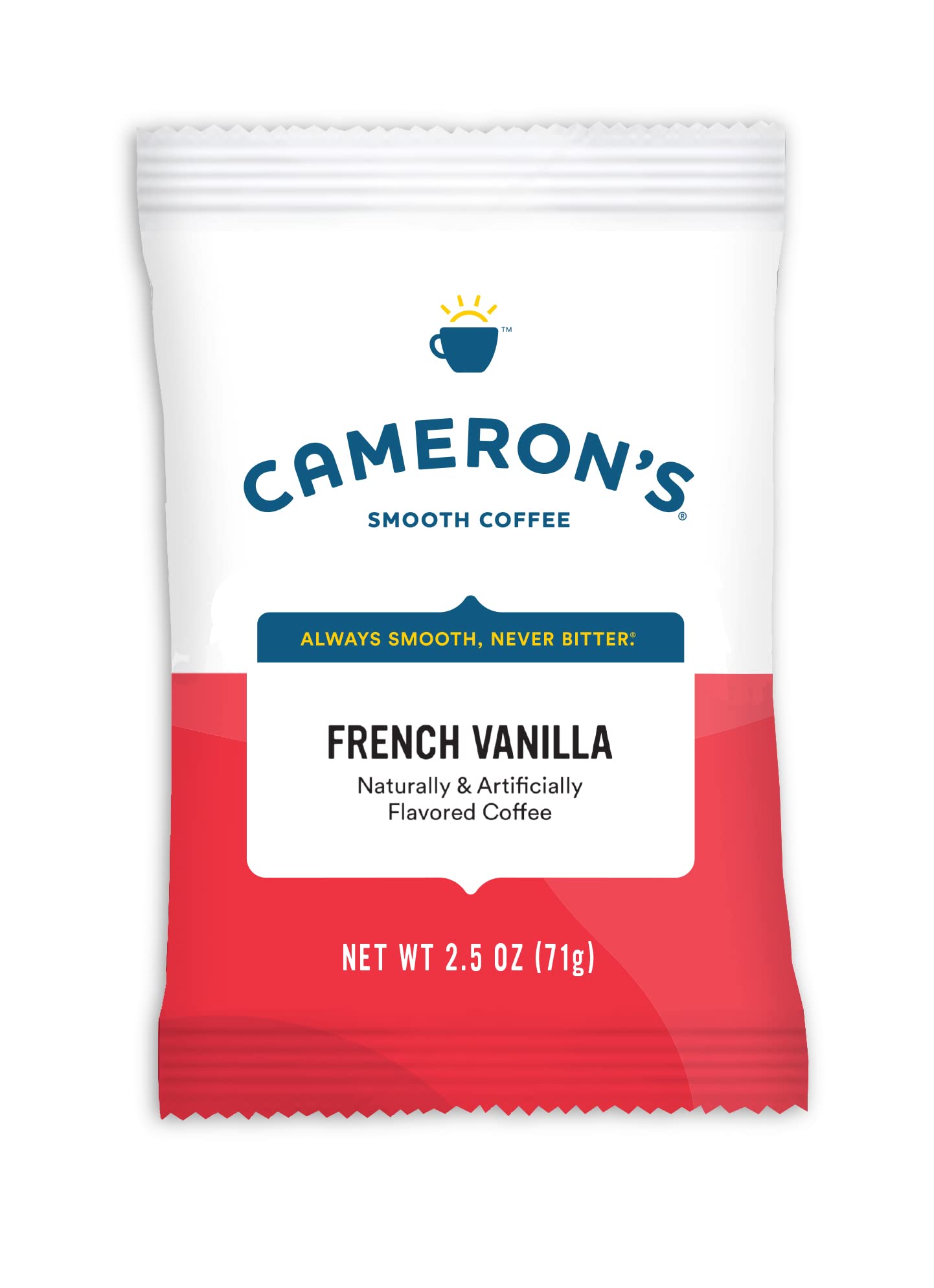 Premium Cameron's Coffee Roasted Ground French Vanilla Flavored Coffee Bags - 2.5-Ounce (Pack of 42) - Perfect for Office, Home Brewing & Gifts