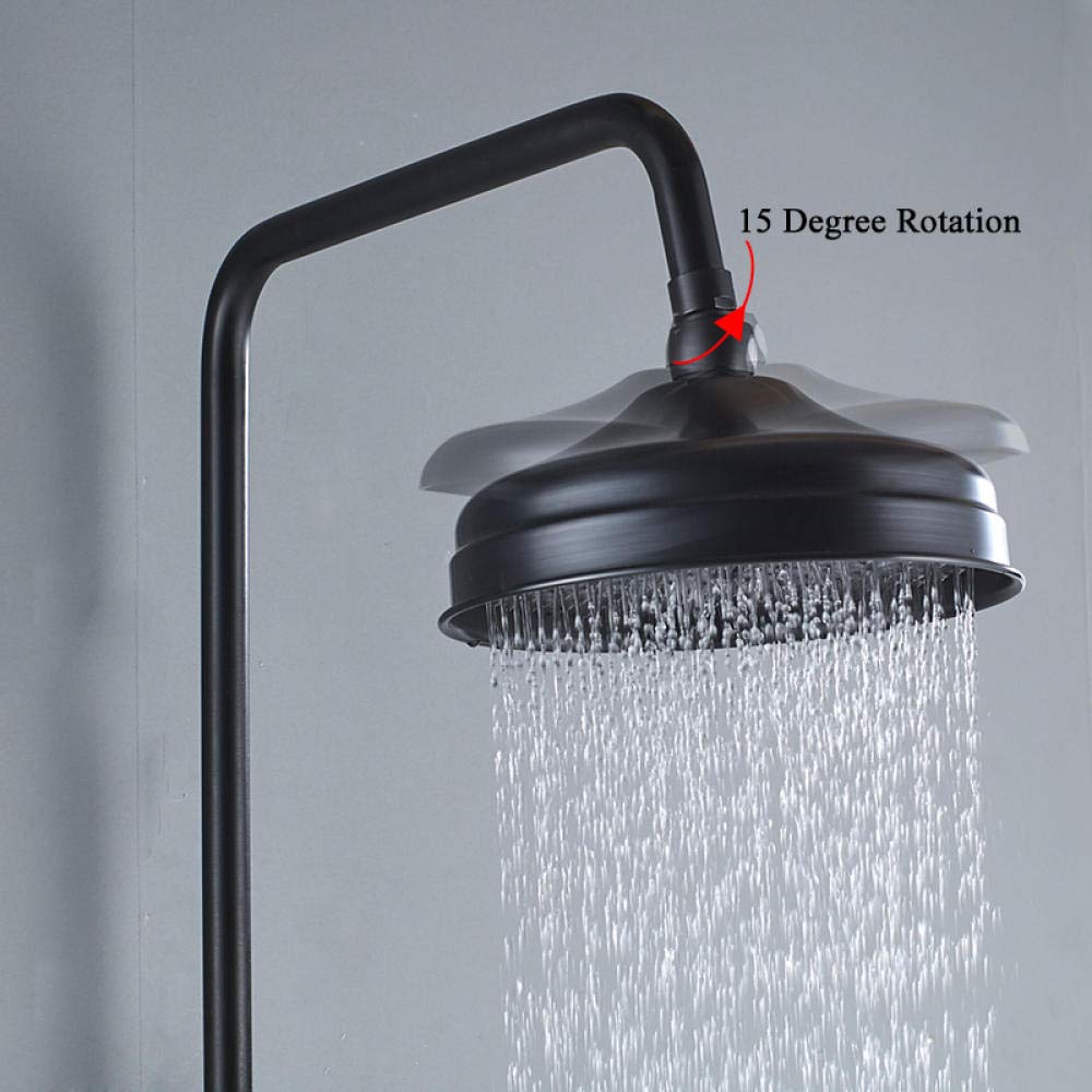 8 Inch Rainfall Shower Head Set - Brass Black Bronze Wall Mount Dual Handle Faucet Mixer Tap for Bathroom | Perfect for Modern Home Spa Experience & Water Saving