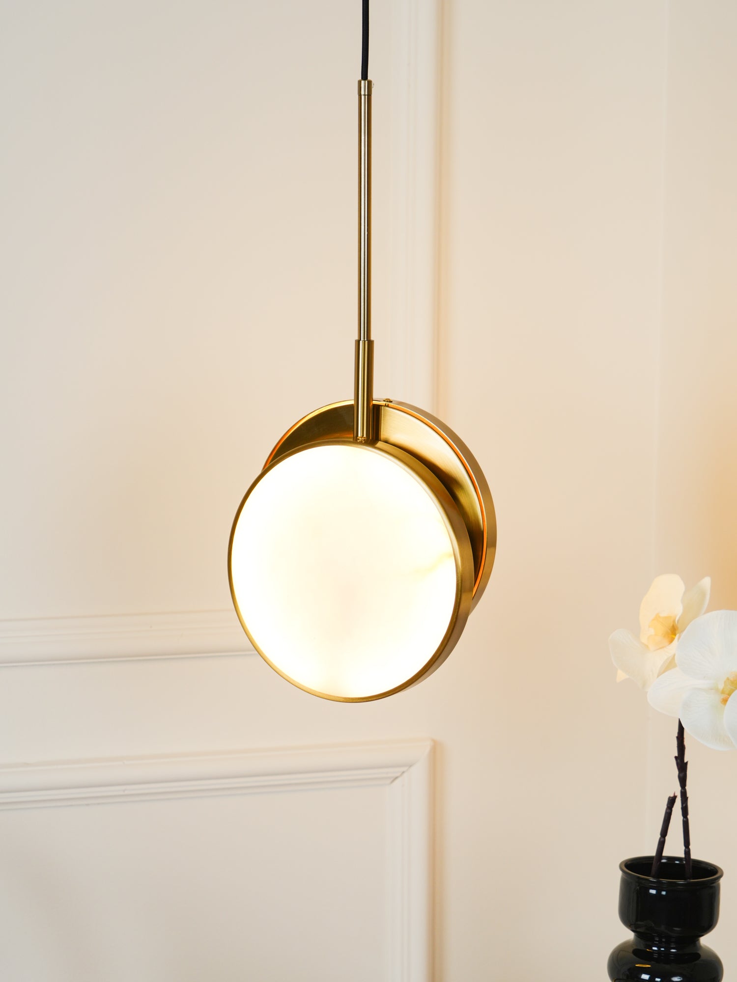 Vintage Moonshade Pendant Light - Handcrafted Glass Hanging Lamp for Dining Room, Kitchen Island & Bedroom Lighting - Dimmable Edison Bulb Fixture