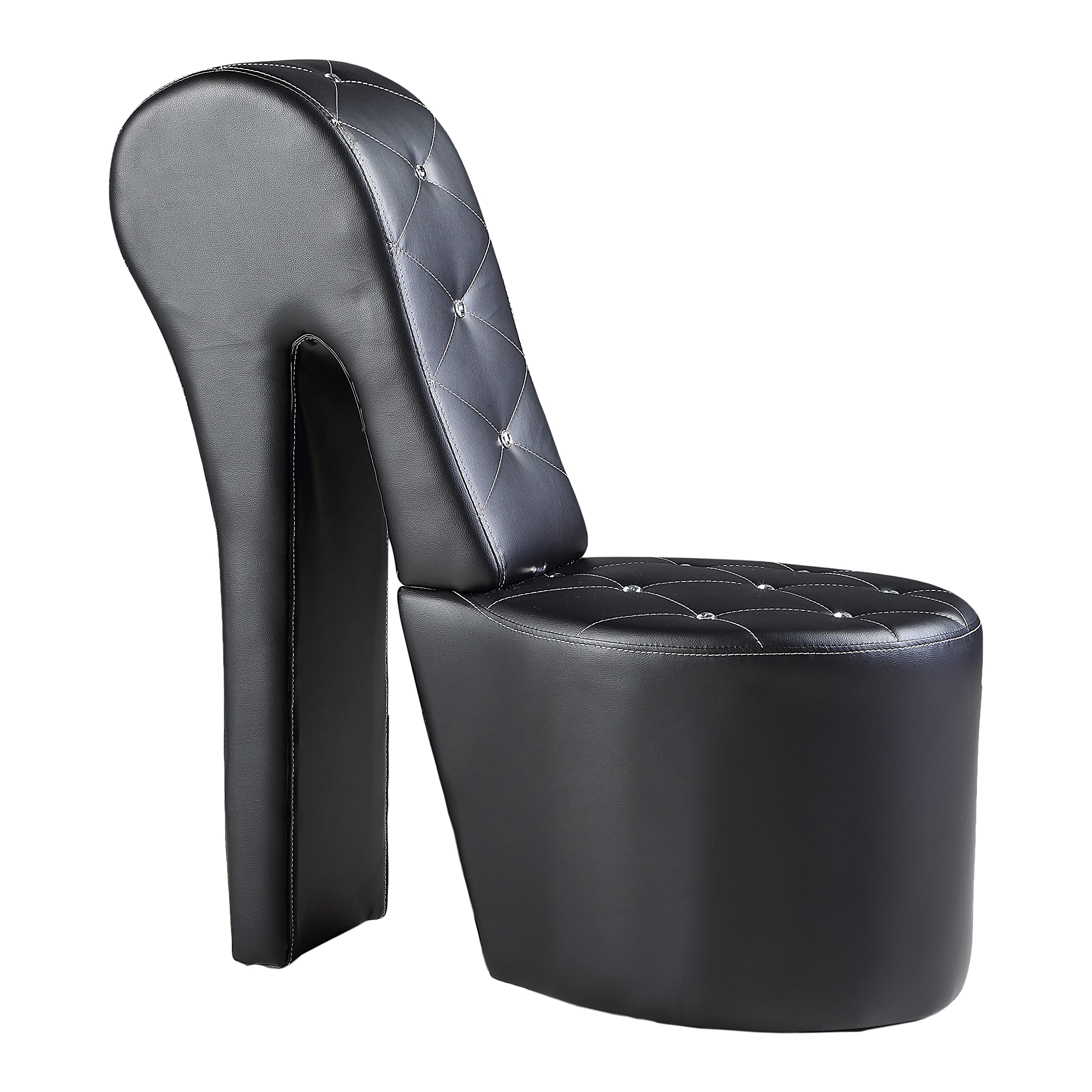 Best Master Furniture 6900 Modern Shoe Lounge Chair - Black Leather Recliner for Living Room, Bedroom & Office Relaxation