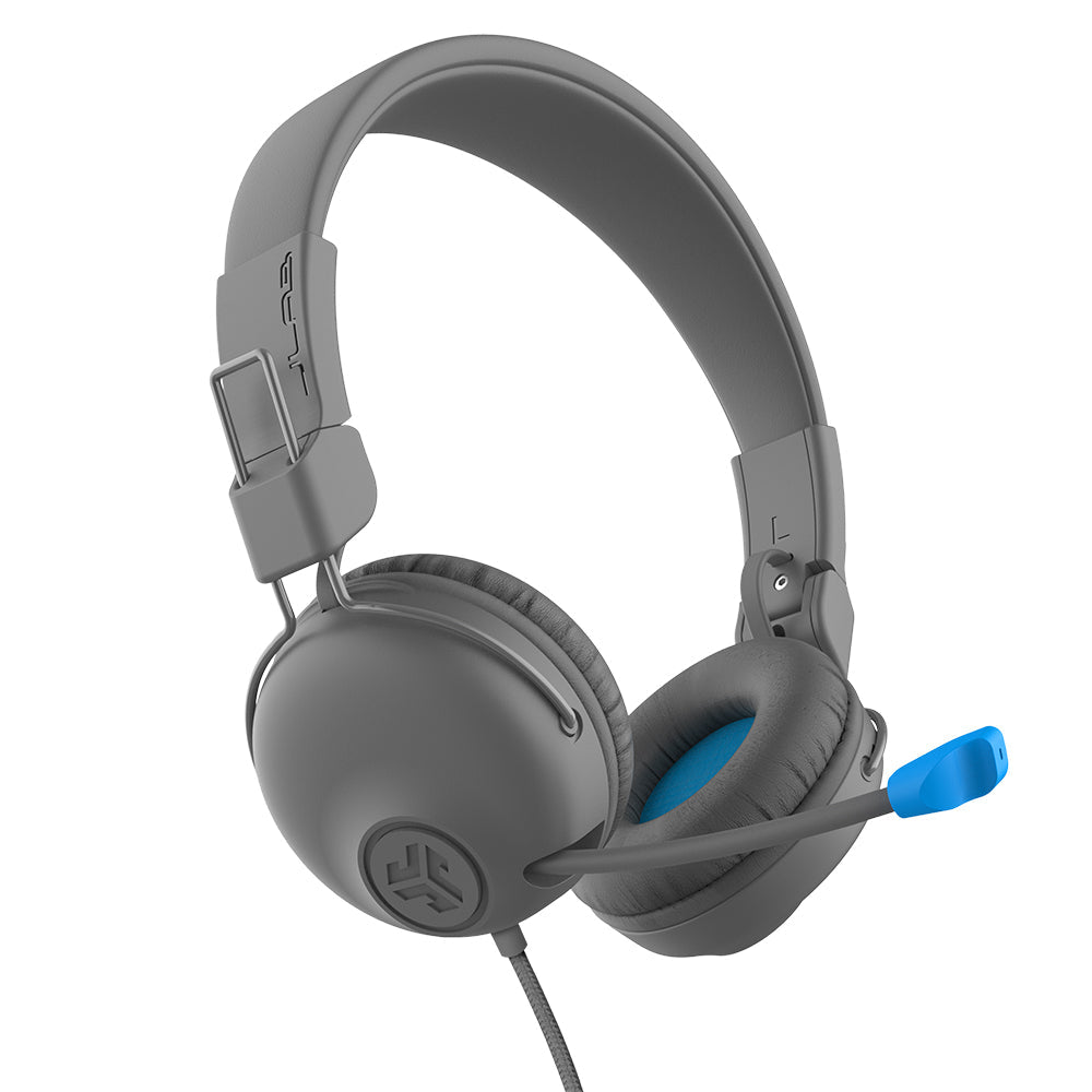 JBuddies Learn On-Ear Kids Headphones with Volume Limiting - Gray - Safe for School, Travel & Online Learning