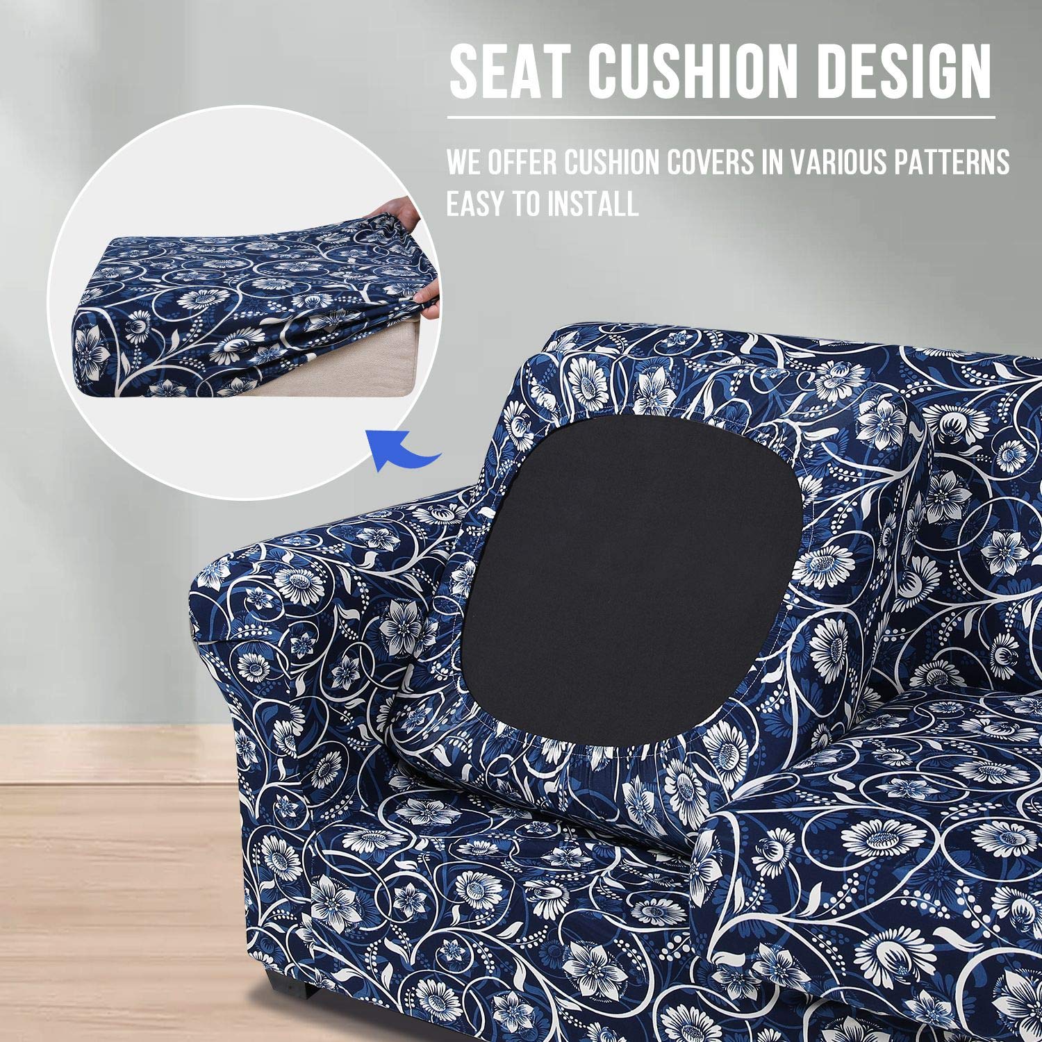 Hyha Floral Stretch Sofa Slipcover - 3-Piece Printed Loveseat Cover for 2-Cushion Couches, Washable Furniture Protector for Pets (Baroque Design) | Perfect for Living Room Decor & Pet-Friendly Homes