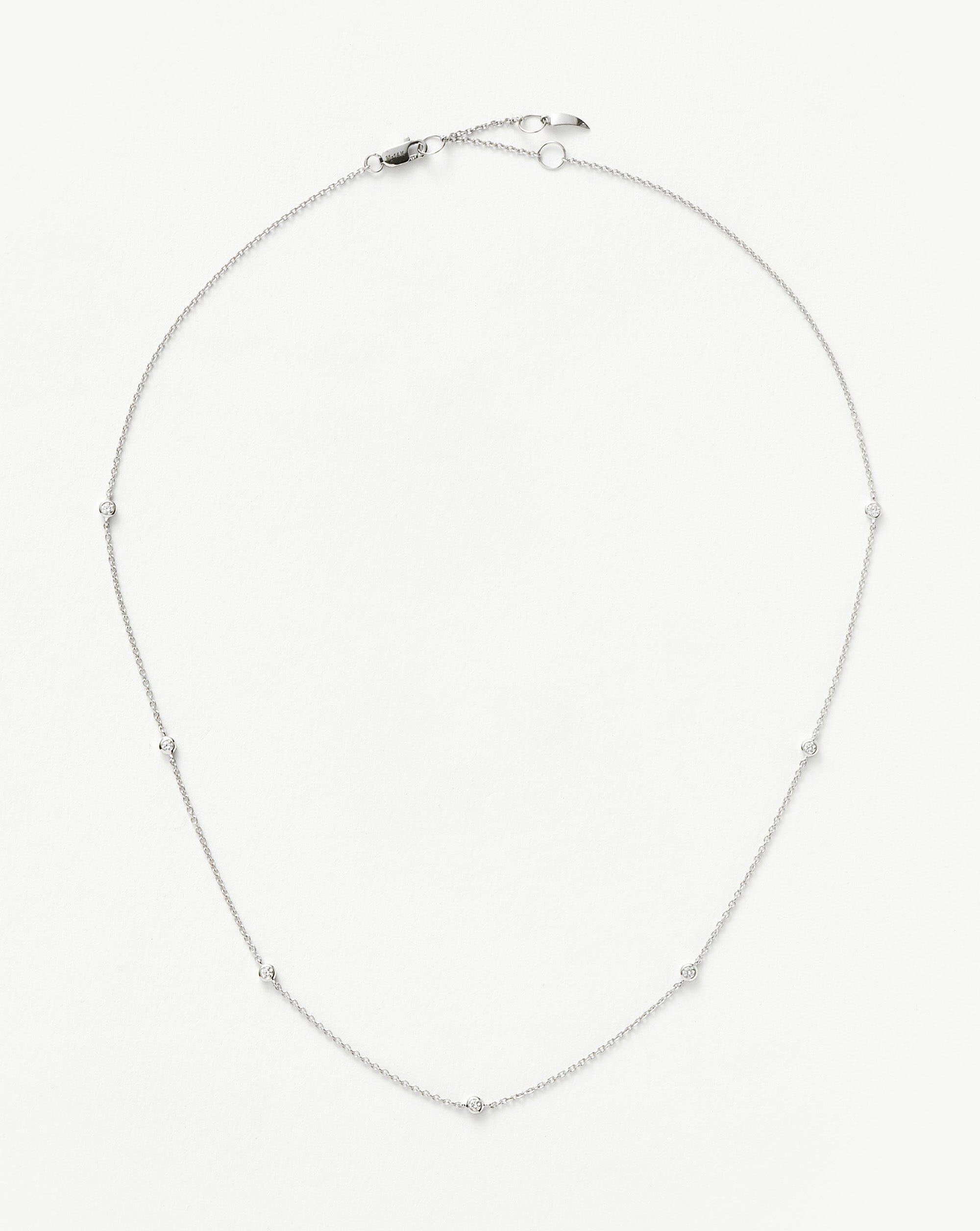 14K White Gold Floating Diamond Necklace - Dainty & Elegant Jewelry for Women | Perfect for Weddings, Anniversaries & Special Occasions
