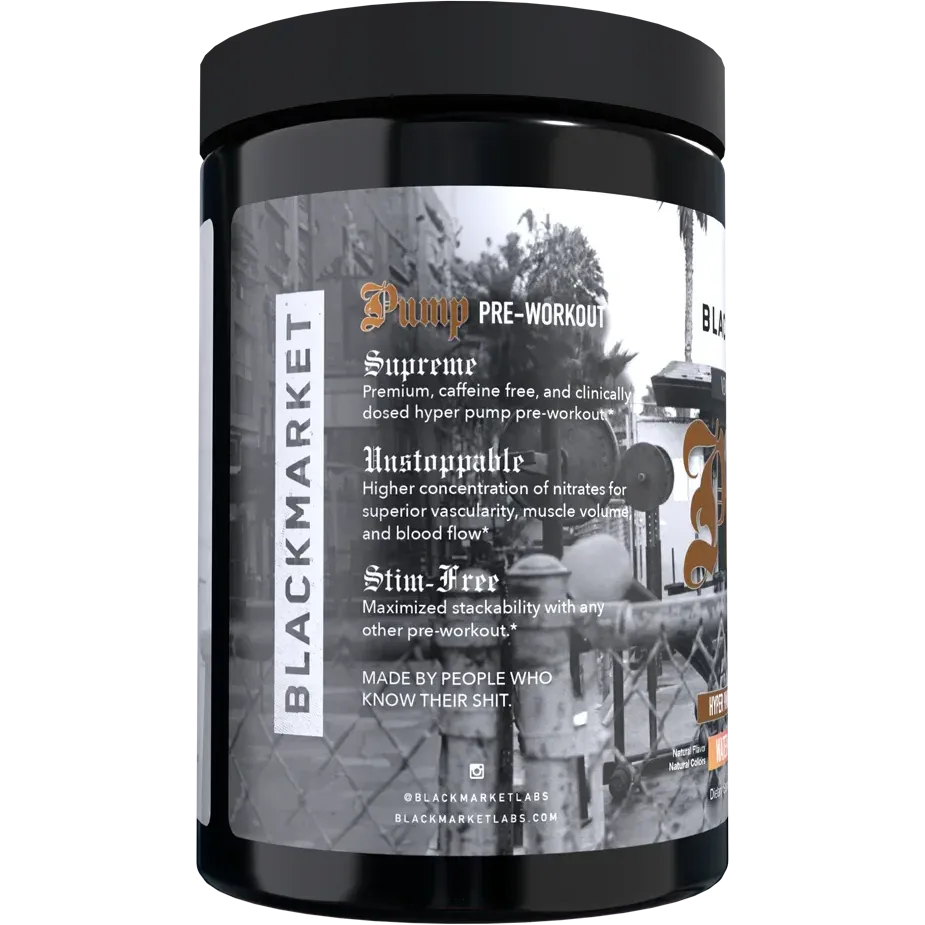 BlackMarket PUMP Hyper Pump Pre Workout Supplement - Energy & Focus Booster for Gym, Bodybuilding & Intense Workouts | Best for Athletes & Fitness Enthusiasts