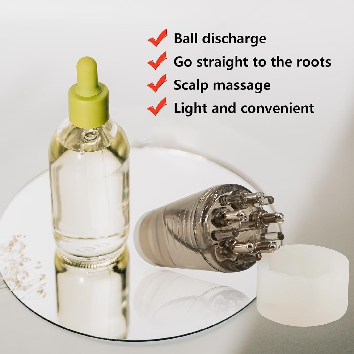 RAHUZONE Silicone Hair Oil Applicator Comb - Anti-Leak Scalp Oil Dispenser for Oily & Greasy Hair - Transparent 10ml Bottle with Scale Control - Perfect for Salon Care, Home Use & Travel Hair Treatments