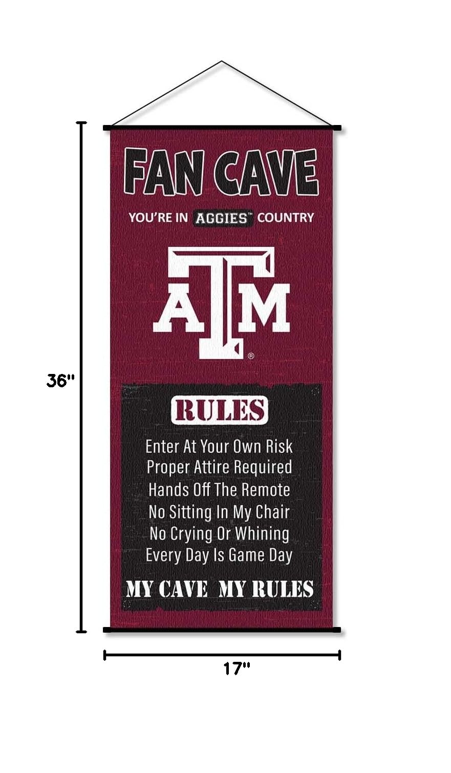 Texas A&M Aggies Man Cave Decor - College Football Fan Banner Scroll for Game Room, Dorm & Tailgating Parties - Perfect for Aggies Fans & Alumni Gifts