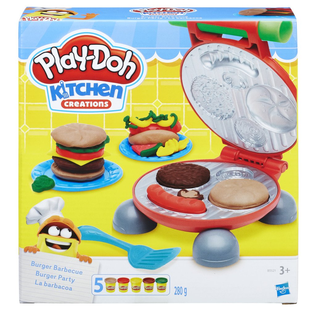 Play-Doh Kitchen Burger Party Set with 5 Modeling Clay Pots - Creative Toy for Kids Ages 3+ - Fun Pretend Play for Birthday Parties & Family Game Nights