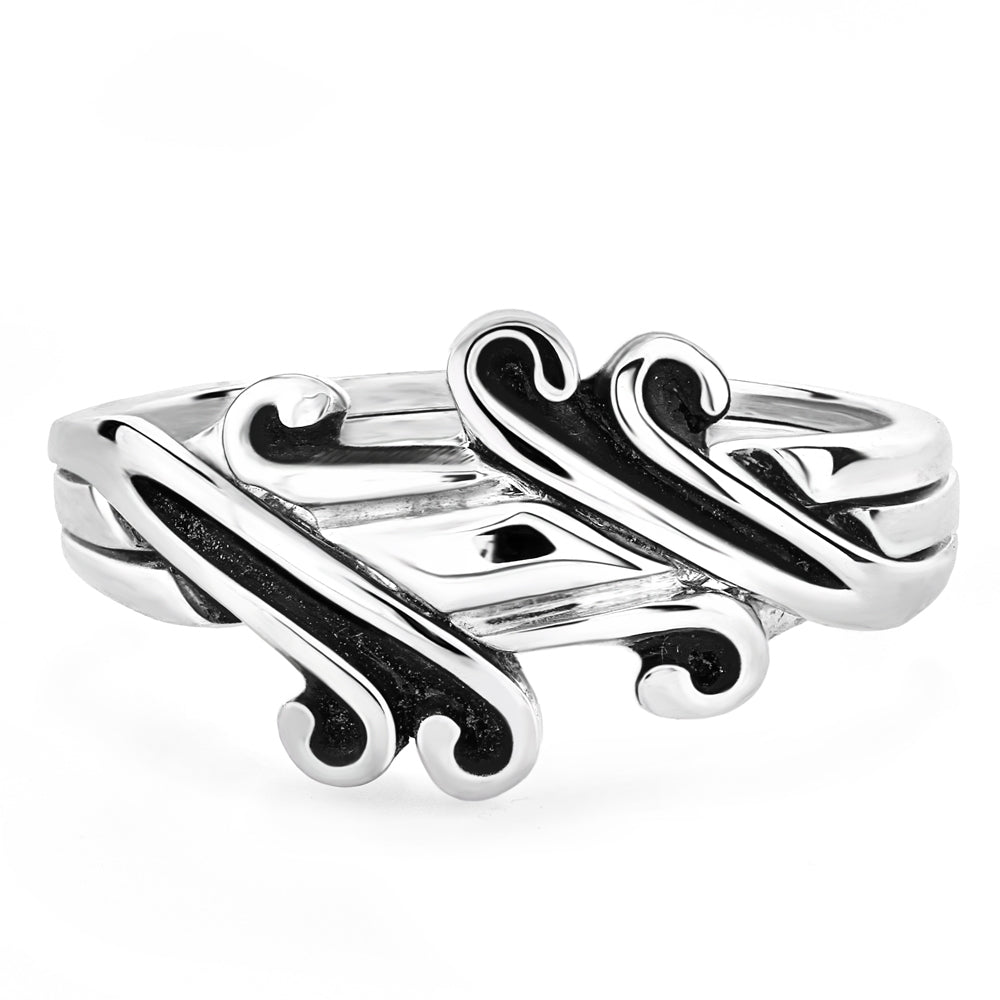 Retired Ladies 3 Band Sterling Silver Puzzle Ring 3CLS - Elegant Jewelry Gift for Women, Perfect for Anniversaries, Birthdays & Special Occasions