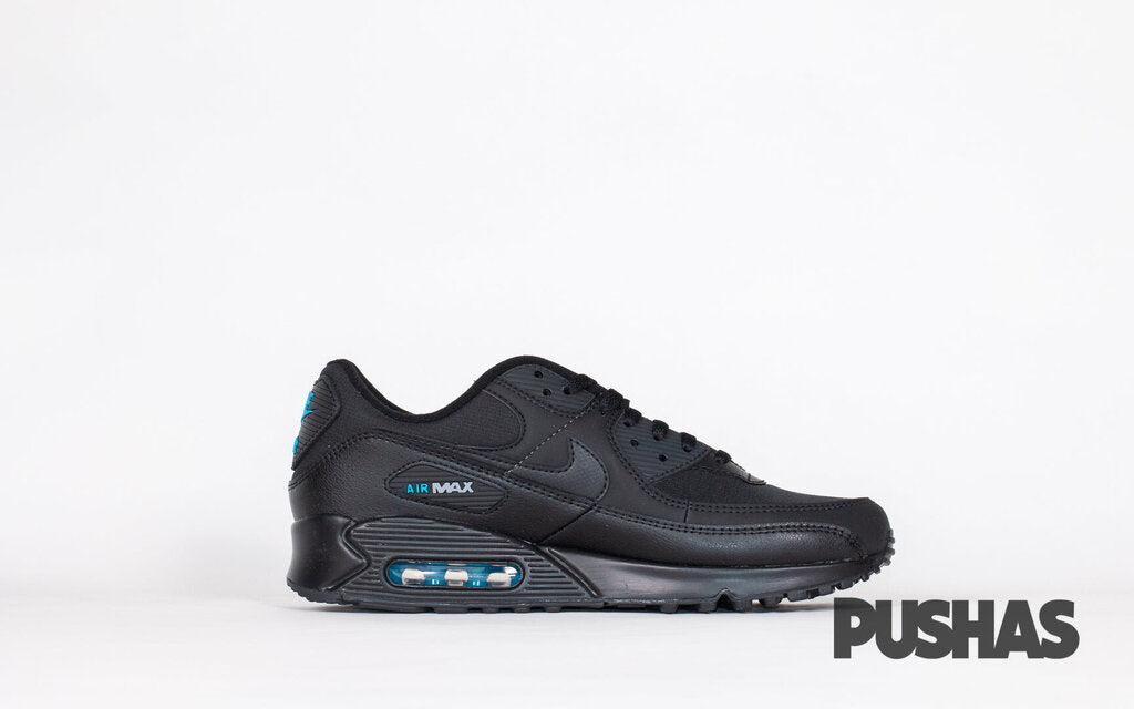 Nike Air Max 90 'Black Laser Blue' Men's Running Shoes - Lightweight Cushioned Sneakers for Jogging, Gym & Streetwear Fashion