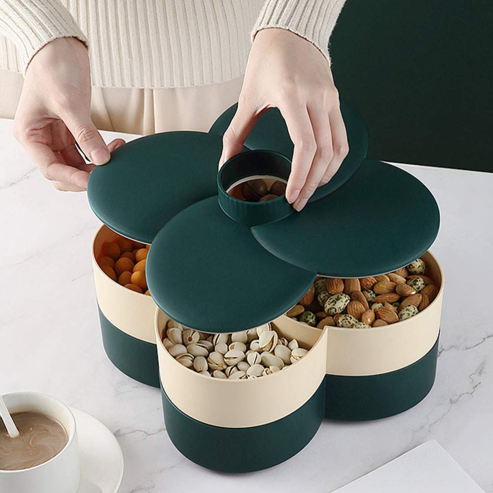 1pc Rotating Candy Box Double Layer Tray - Home Decor Snack Organizer, Multilayer Storage Tray for Holiday Snacks & Food Display - Perfect for Parties, Kitchen Organization & Candy Buffets