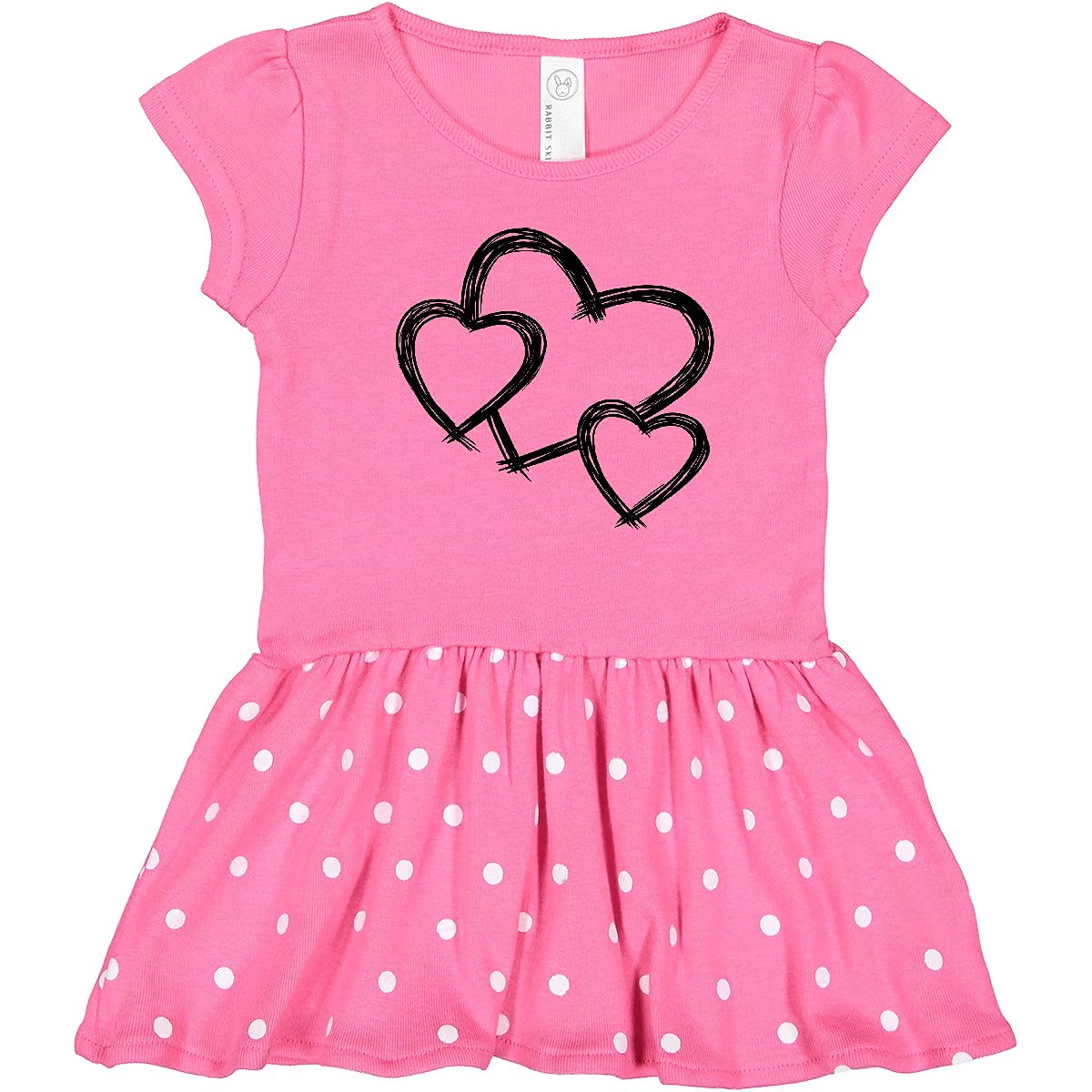 Inktastic 3 Black Hearts Toddler Dress - Cute Casual Outfit for Girls, Baby & Kids Fashion - Perfect for Playdates, Parties & Family Photos