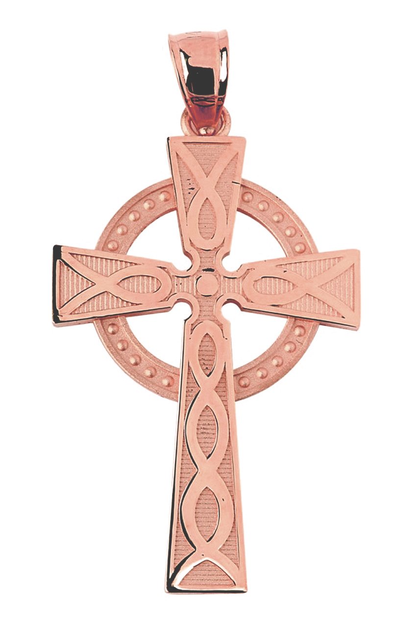 10K Rose Gold Celtic Cross Charm Necklace for Women - Elegant Religious Jewelry Pendant for Everyday Wear, Gifts & Special Occasions
