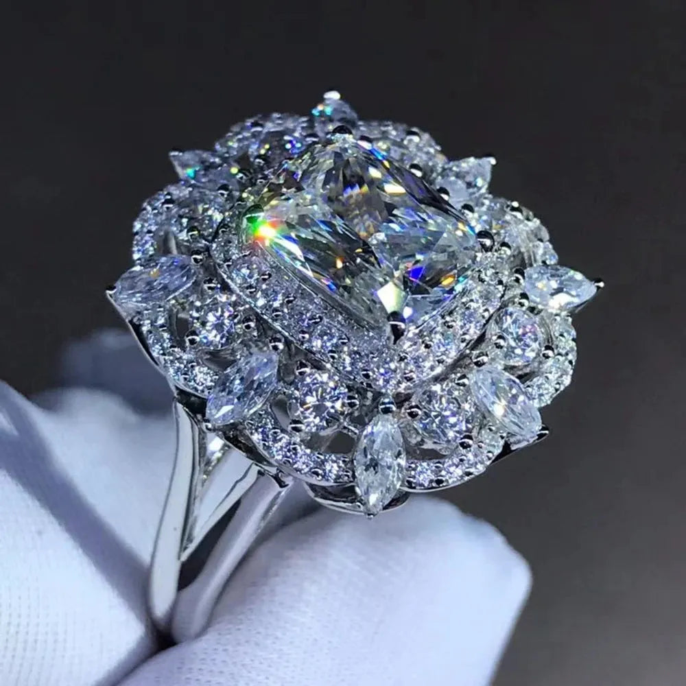 WUIHA 925 Sterling Silver 3EX 2CT VVS D Color Moissanite Engagement Ring - Custom Wedding Jewelry for Proposals, Anniversaries & Special Occasions