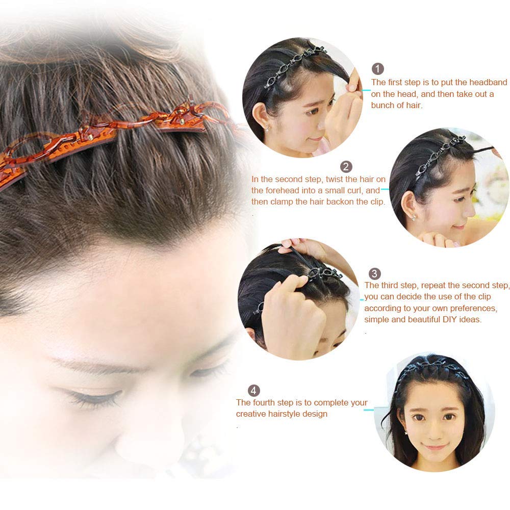 FAVELA Women's Hair Clips & Headbands Set - Alligator Barrettes for Thin or Thick Hair - Double Bangs Hairpins for Girls & Ladies - Black & Shell (2 Pack) - Perfect for Yoga, Makeup & Everyday Styling