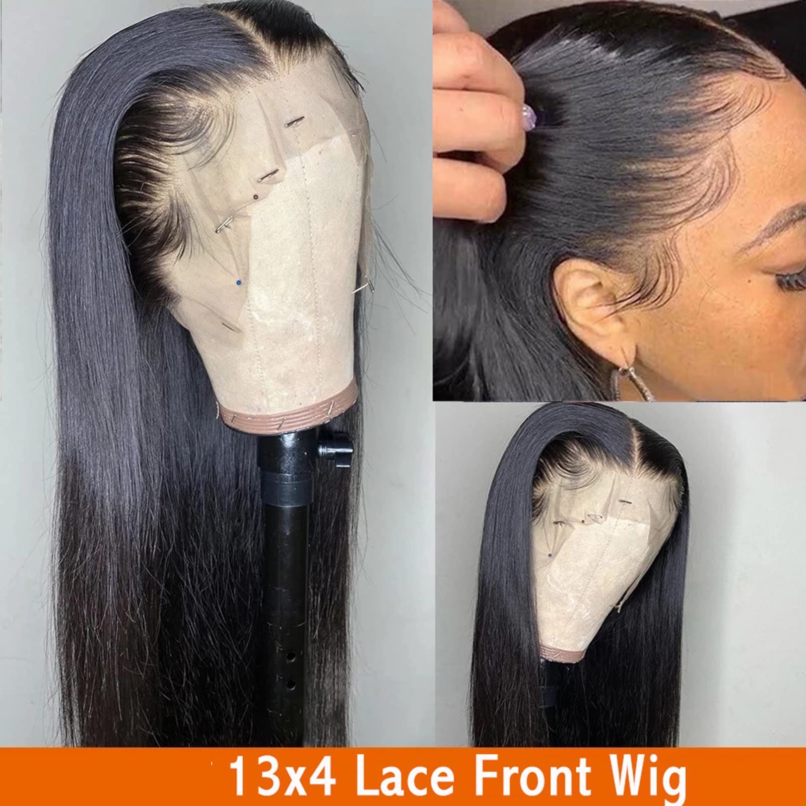 ISEE Hair 10A Brazilian Straight Human Hair Wigs - Transparent Lace Front Wig 180% Density for Black Women | Pre-Plucked with Baby Hair & Bleached Knots | 13x4 Lace Closure, 28 Inch Natural Color | Perfect for Daily Wear, Special Occasions & Protective Styling