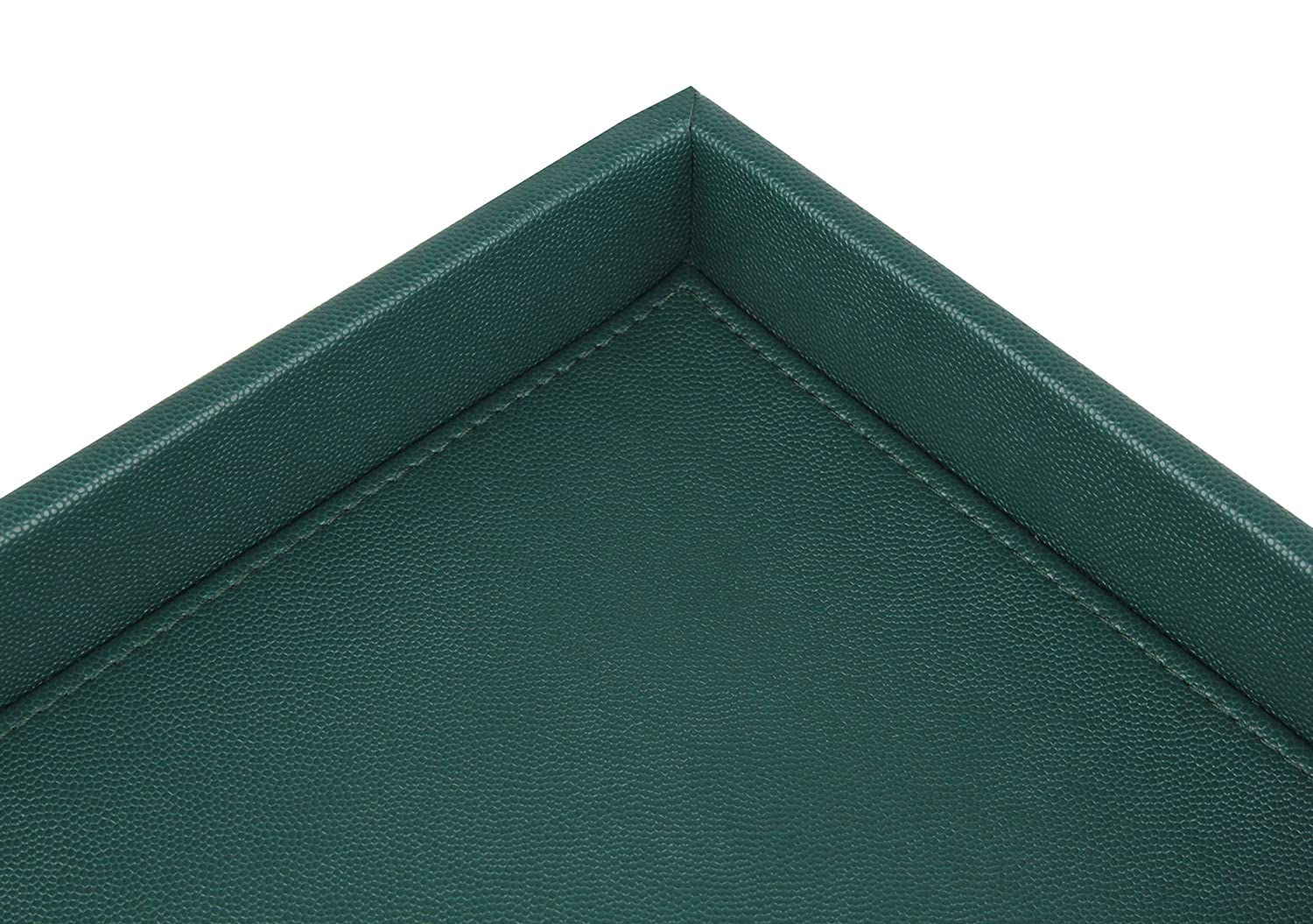 HofferRuffer Faux Leather Decorative Tray - Elegant Desktop Storage Organizer & Vanity Catchall Tray for Perfume, Jewelry, Keys | 10.2 x 8.4 x 1.8 Inches Dark Green | Perfect for Nightstand, Dresser, Office Desk & Bathroom Counter Organization