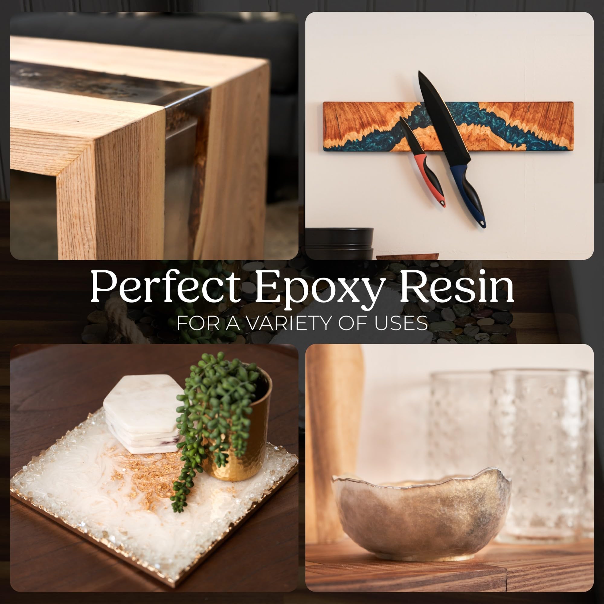 Premium Epoxy Resin Kit 16 oz - Crystal Clear, UV Resistant, Self-Leveling, Food Safe for Table Tops, Wood Casting, Jewelry Making | DIY Arts & Crafts, Resin Molds, Mica Powder & Alcohol Ink Projects | Perfect for Countertops, River Tables, Geode Art & Resin Jewelry
