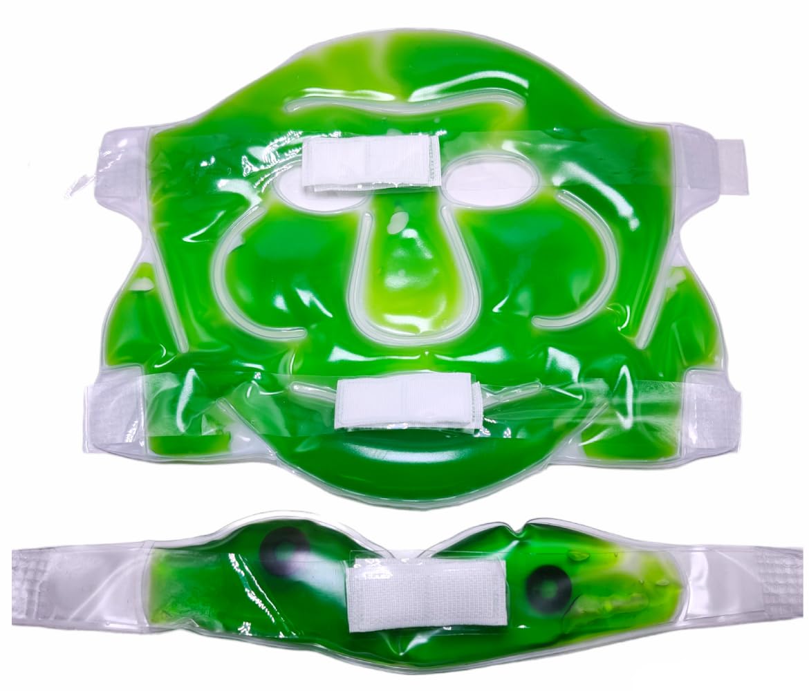 Instakart Aloe Vera Cooling Gel Full Face Mask - Ice Cooling Sleeping Mask for Dark Circles & Fatigue Relief - Hydrating Eye Patches & Eye Care Pads (1Pc) - Perfect for Summer Skincare & Overnight Hydration