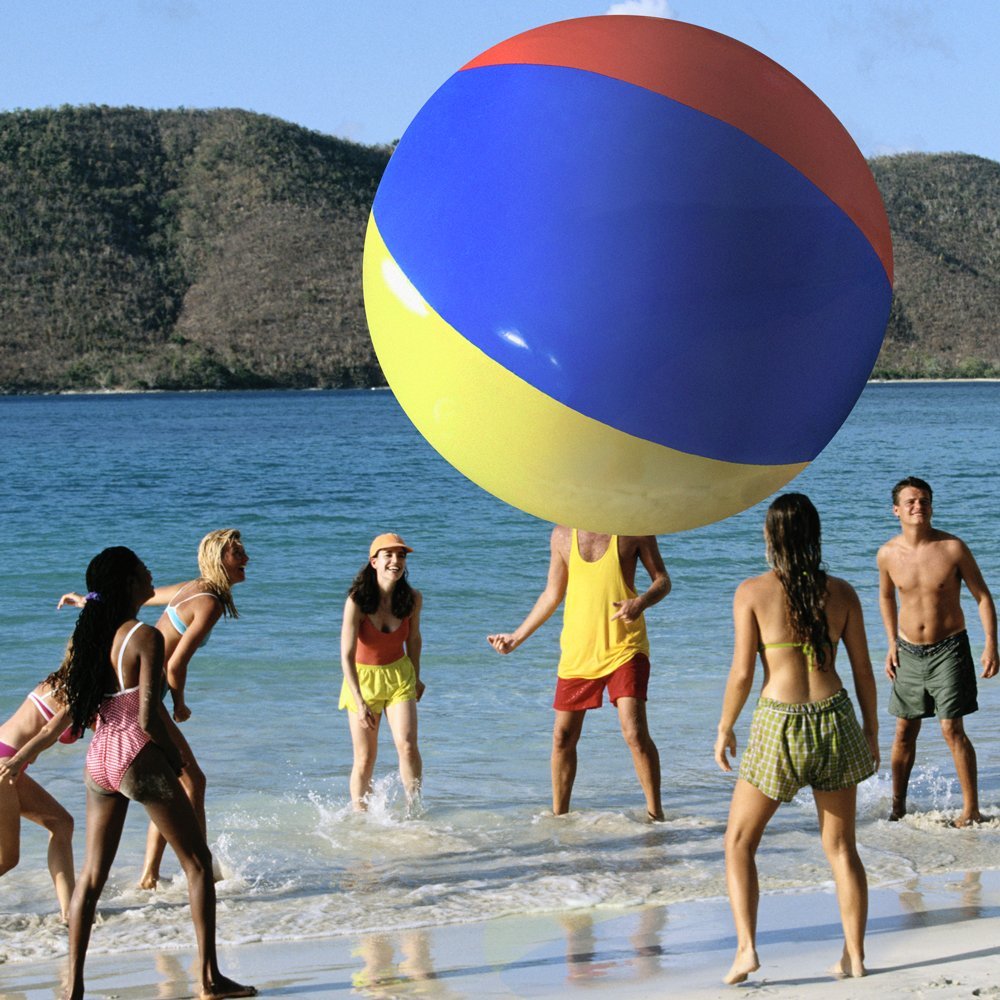 Heavy Duty Jumbo 12 Foot Beach Ball with Bonus 24 Inch Ball - Perfect for Pool Parties, Beach Fun, and Outdoor Events