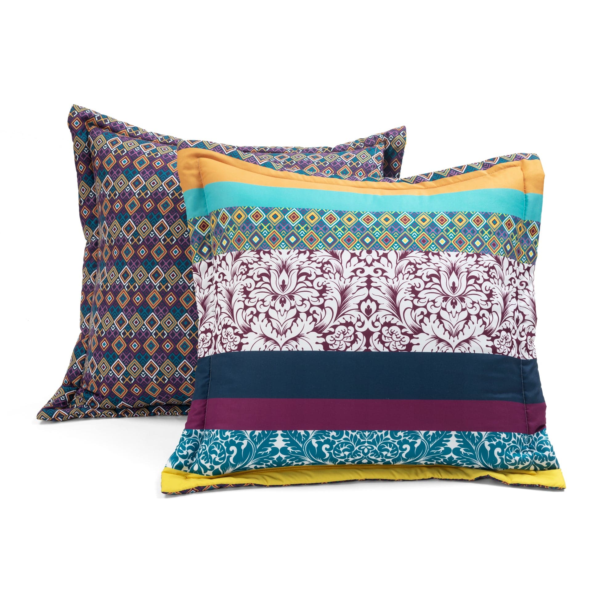 Boho Stripe 7-Piece Comforter Set Queen Size - Soft Cotton Bedding Set with Pillow Shams & Decorative Pillow Covers - Perfect for Bohemian Style Bedroom Decor & Guest Room Makeover