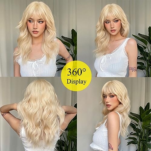 Heat Resistant Dark Blonde Wavy Wig for Women - Natural Looking Synthetic Hairpiece for Cosplay, Halloween & Daily Wear
