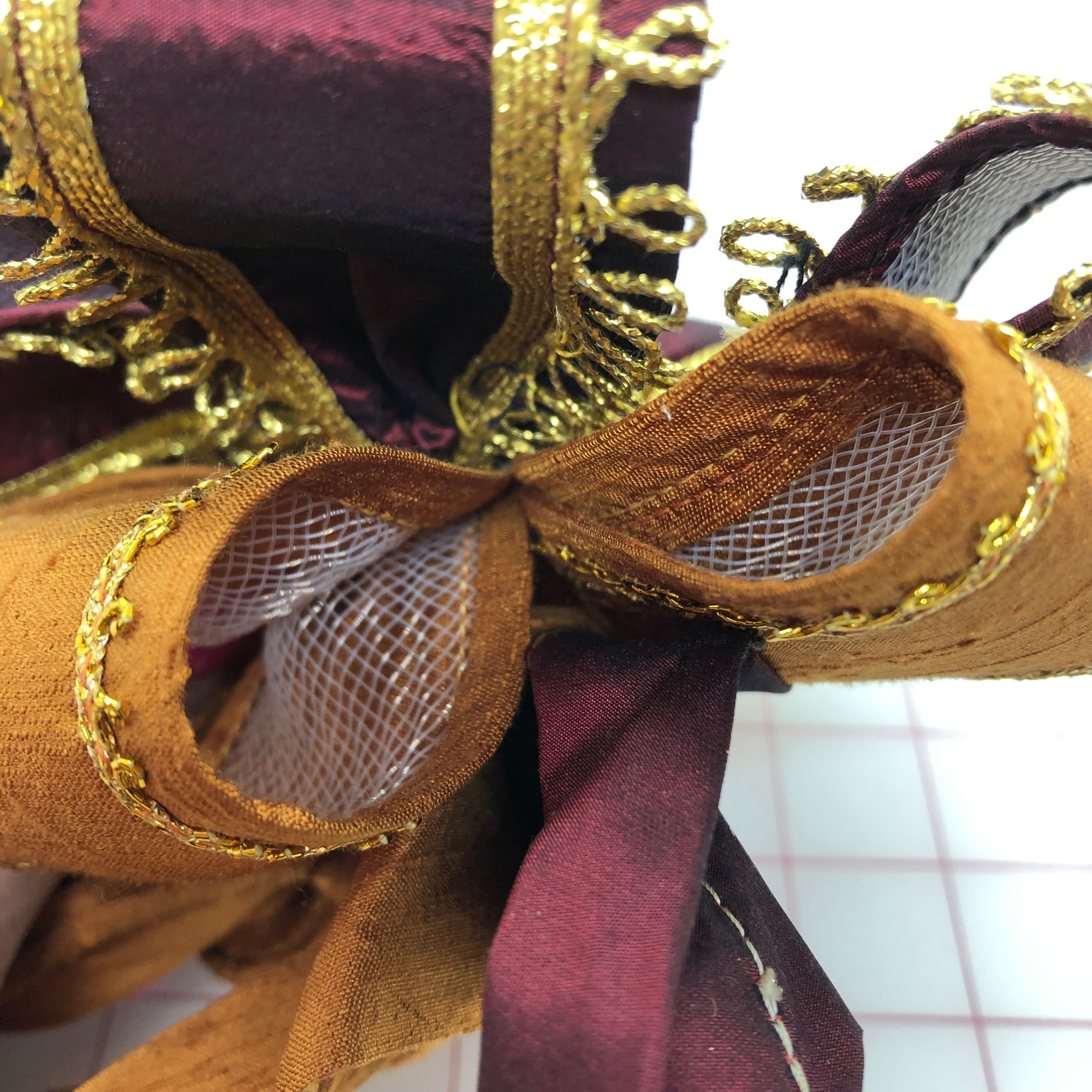 Elegant Burgundy & Copper Horsehair Bows with Metallic Gold Ribbon Trim - Limited Stock Only 4 Left | Perfect for Equestrian Events, Wedding Decor & Gift Packaging