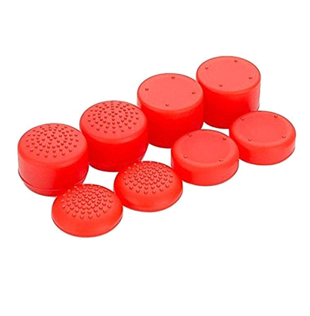 Universal Analog Stick Thumb Grips for PS5, PS4, PS3, Switch Pro, Xbox One, Xbox 360, Wii U, PS2 Controllers - 8 Pack Red Silicone Joystick Caps - Non-Slip Rubber Cover for Enhanced Gaming Comfort & Precision