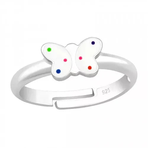 Kids Silver Butterfly Adjustable Ring - Adjustable Size for Girls & Teens - Perfect for Birthday Gifts, Parties & Everyday Wear