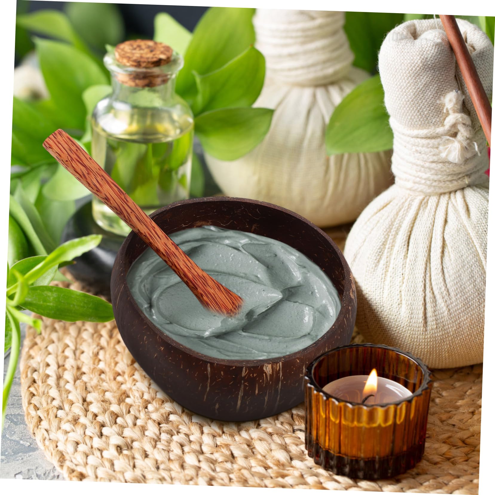 Organic Coconut Shell Mask Mixing Bowl & Spatula Set - Natural Beauty Tools for DIY Face Masks, Travel-Friendly Skincare Essentials (Perfect for Spa, Facial Treatments & On-the-Go Beauty Routine)