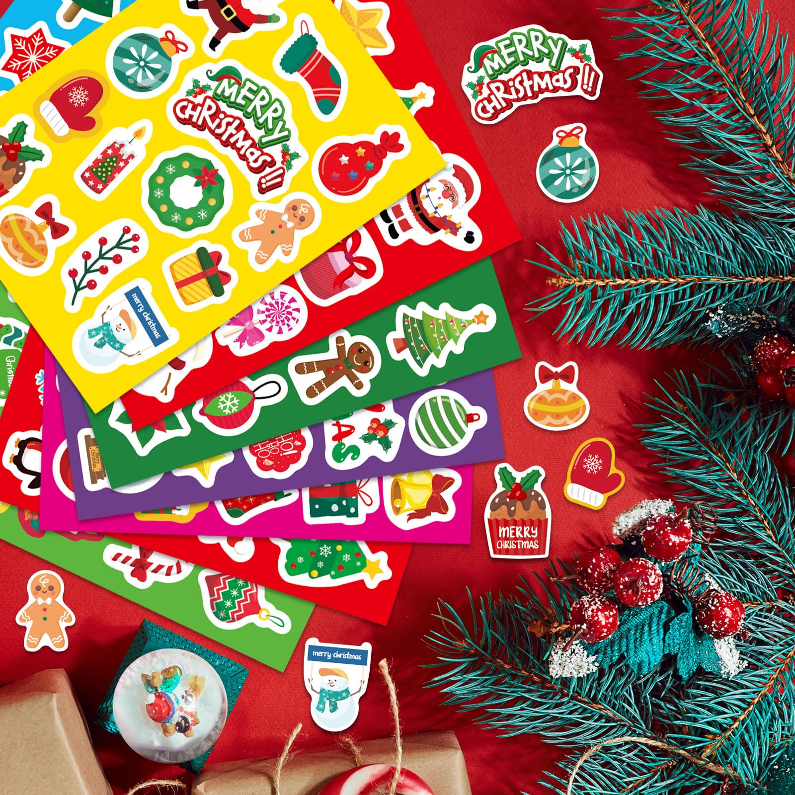 Christmas Stickers for Kids - 50 Unique Merry Holiday Designs, Winter Party Decorations, Xmas Goodie Bag Fillers & Party Favors - Perfect for Classroom Activities, Gift Wrapping & Holiday Crafts