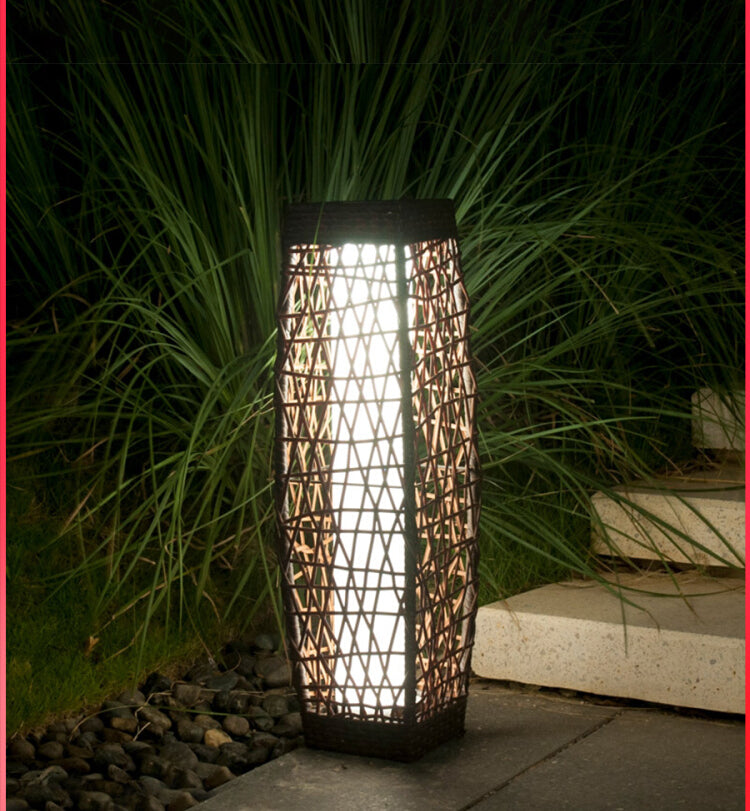 Solar Powered Rattan Outdoor Lawn Lamp - Waterproof Garden Lighting for Patio, Yard, and Pathway Decor