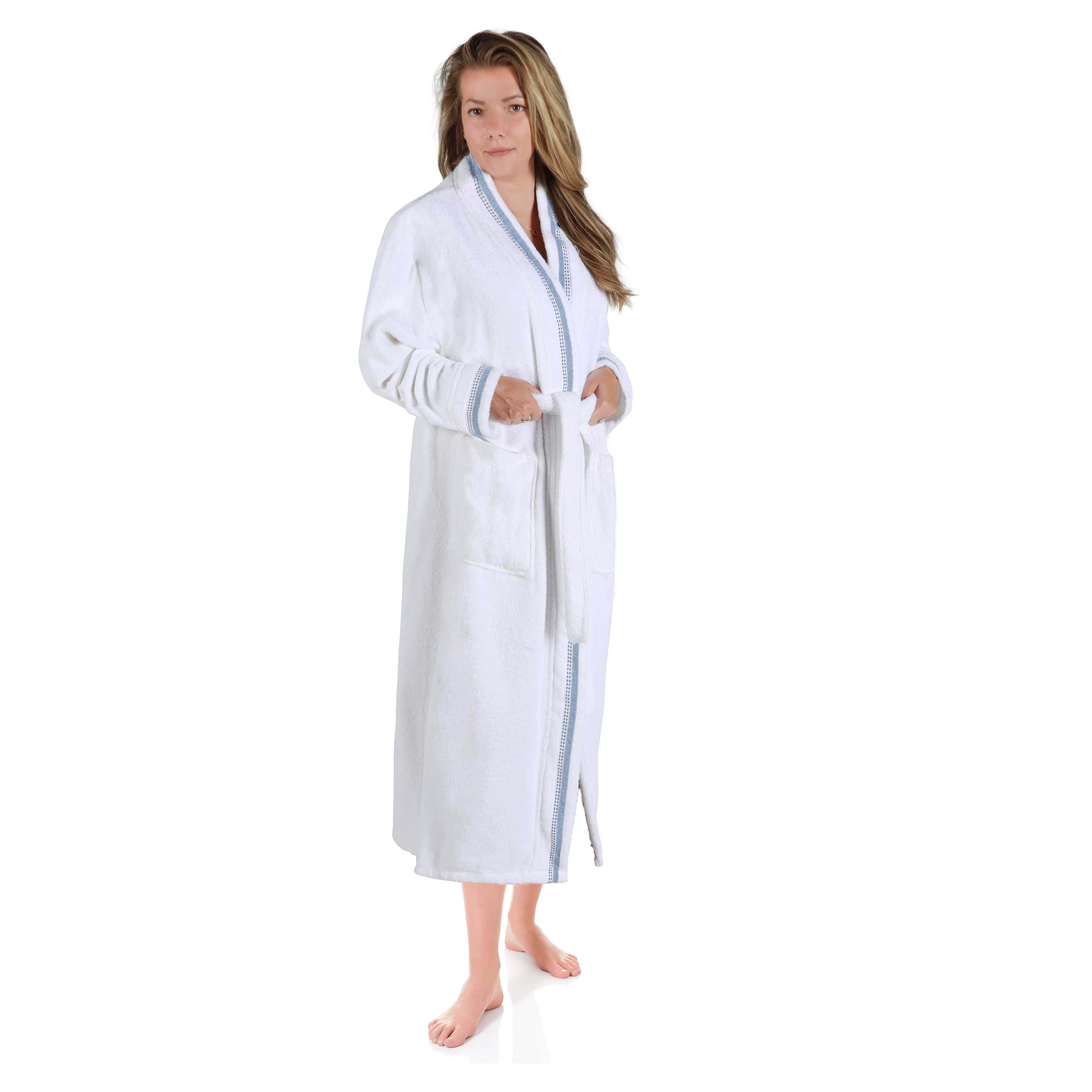 Unisex Cotton Terry Kimono Bathrobe with Embroidery - Soft & Absorbent Bath Robe for Spa, Hotel, Home Relaxation & Gift Giving