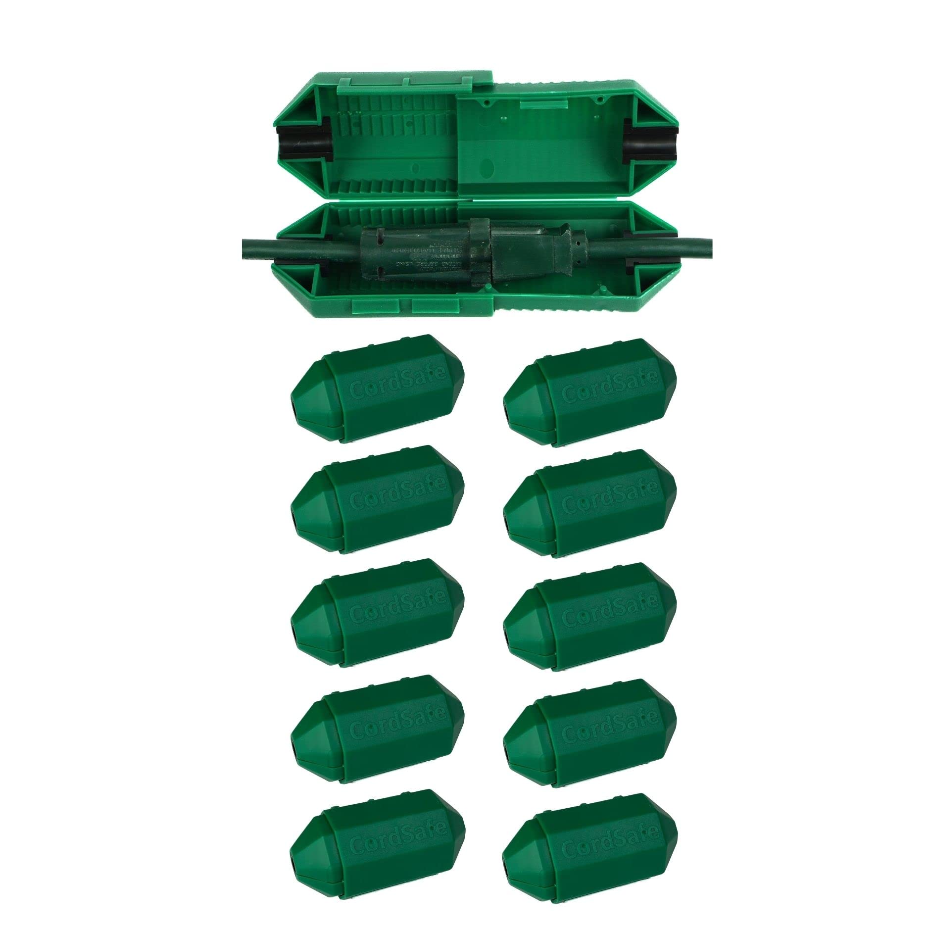 **Weatherproof Outdoor Extension Cord Cover - Heavy Duty Plug Protector for Indoor & Outdoor Use - Safe Electrical Connection for Holiday Lights, Patio String Lights & Power Tools (10-Pack, Green) - Perfect for Christmas Decorations, Garden Lighting & Workshop Safety**